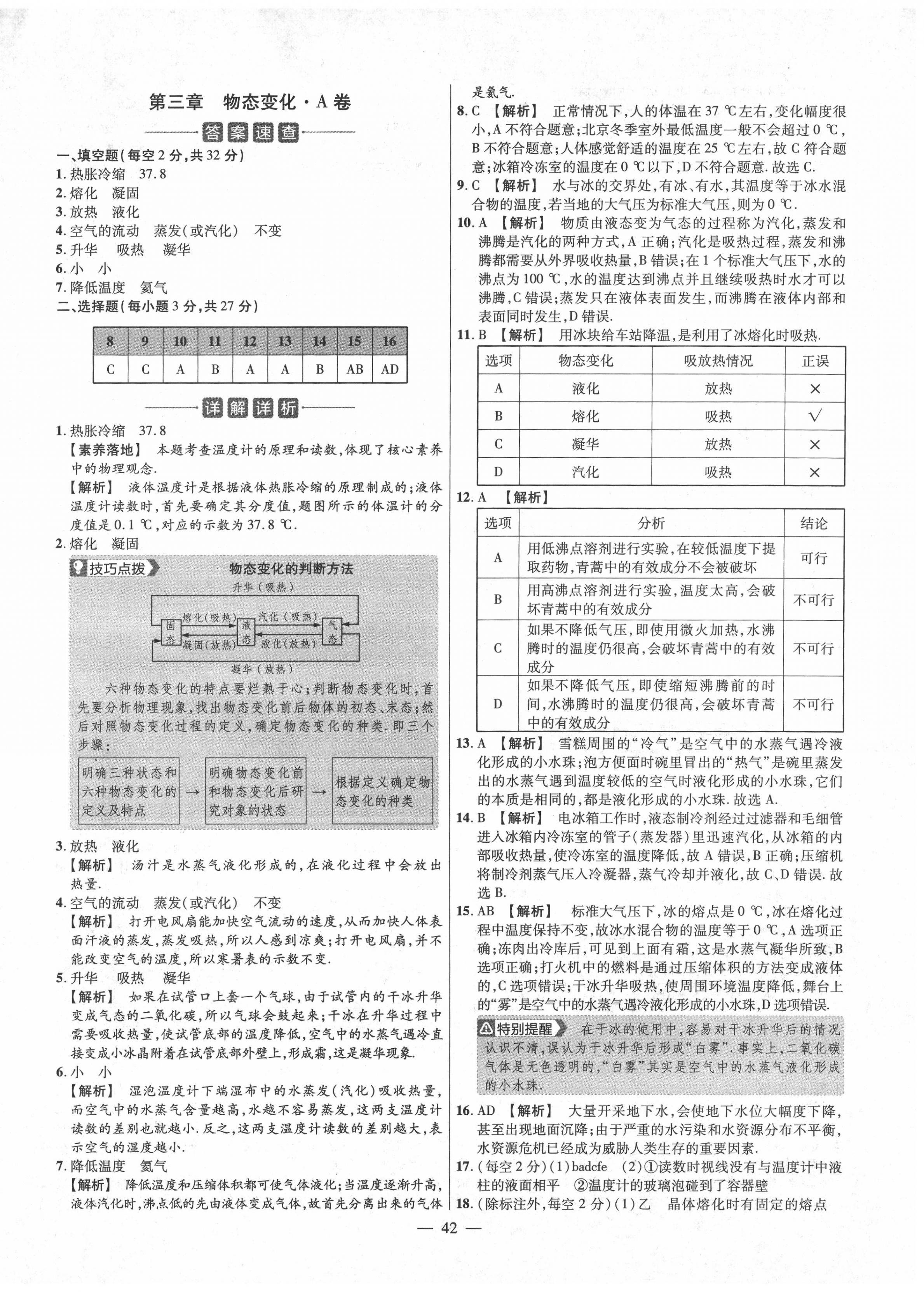 2020年金考卷活页题选八年级物理上册人教版 参考答案第6页