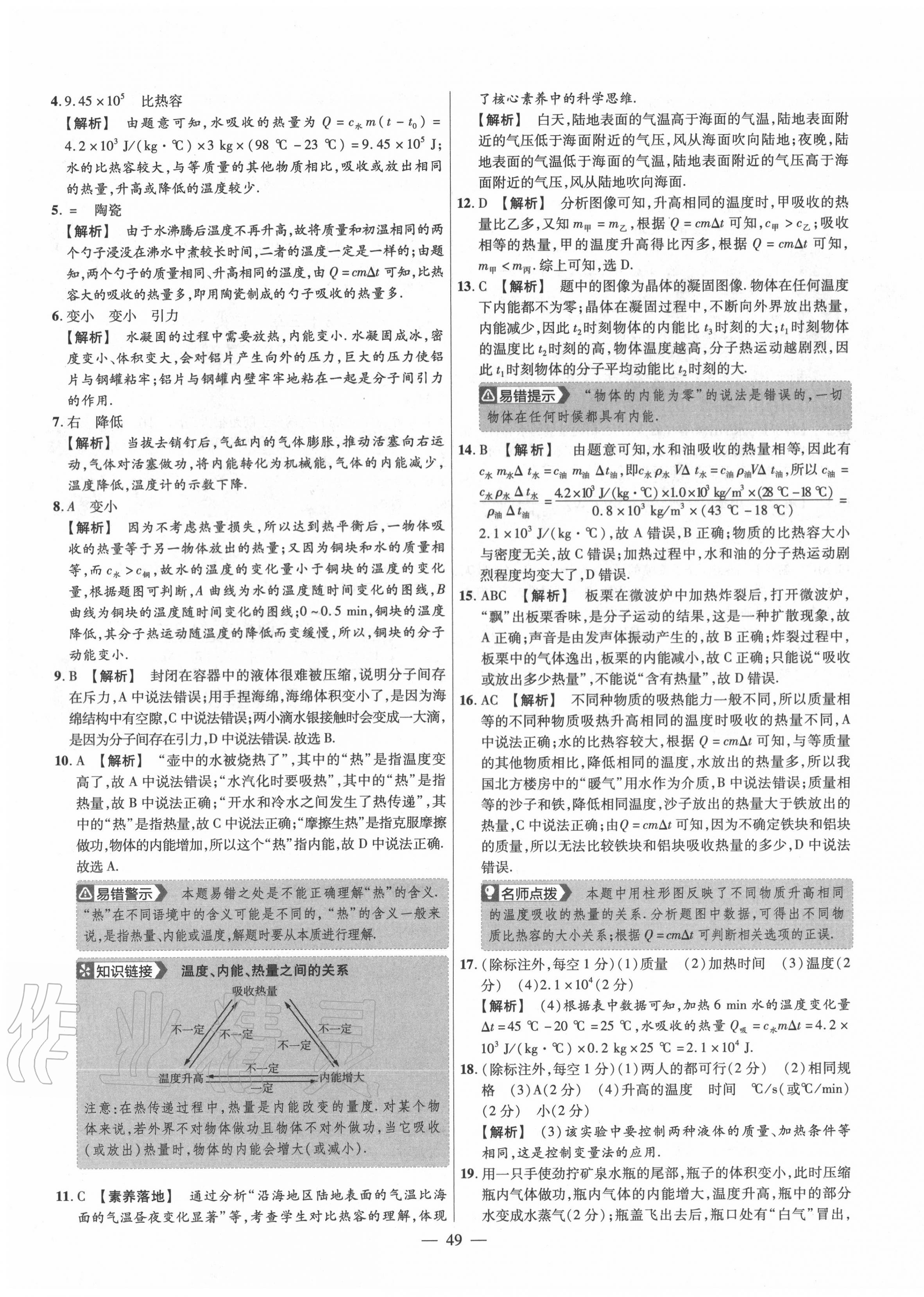 2019年金考卷活頁題選九年級物理全一冊人教版 參考答案第3頁