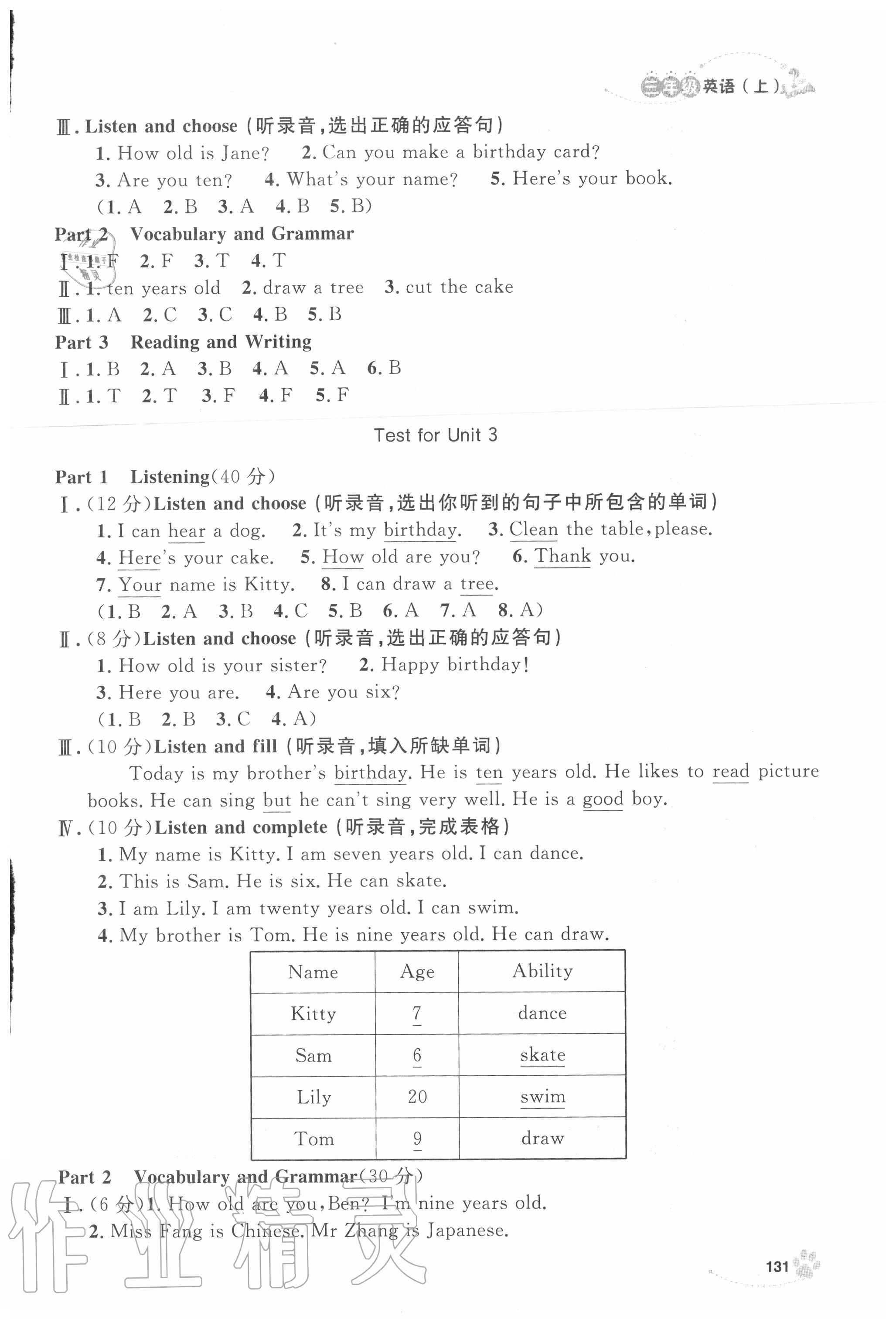 2020年上海作業(yè)三年級英語上冊滬教牛津版 第7頁