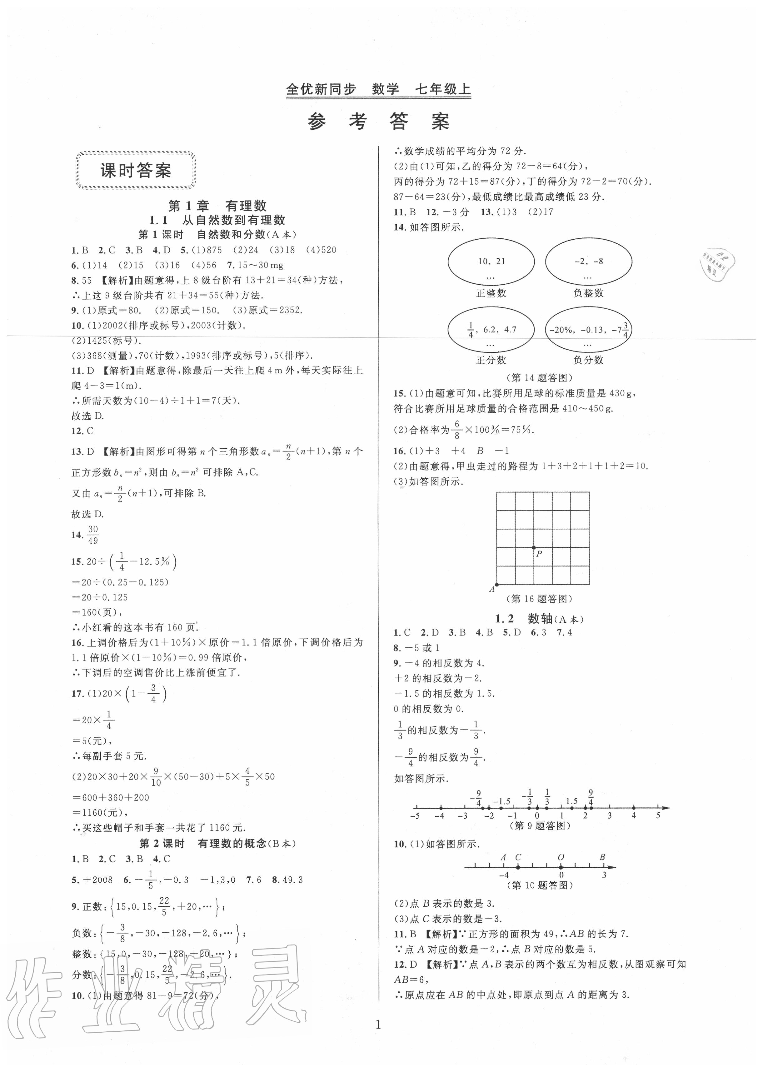 2020年全優(yōu)新同步七年級數(shù)學(xué)上冊浙教版 第1頁