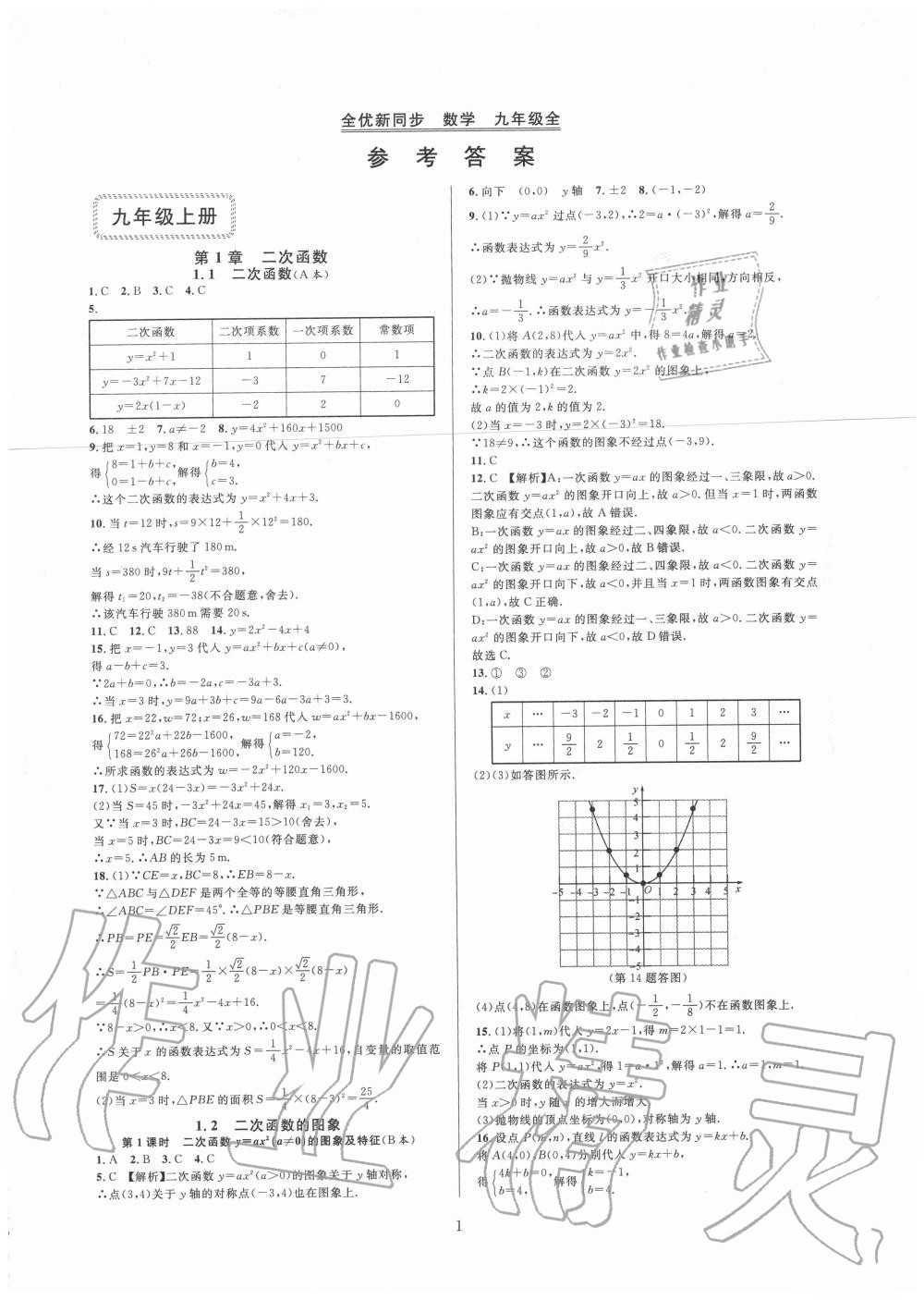 2020年全優(yōu)新同步九年級(jí)數(shù)學(xué)全一冊(cè)浙教版 第1頁(yè)