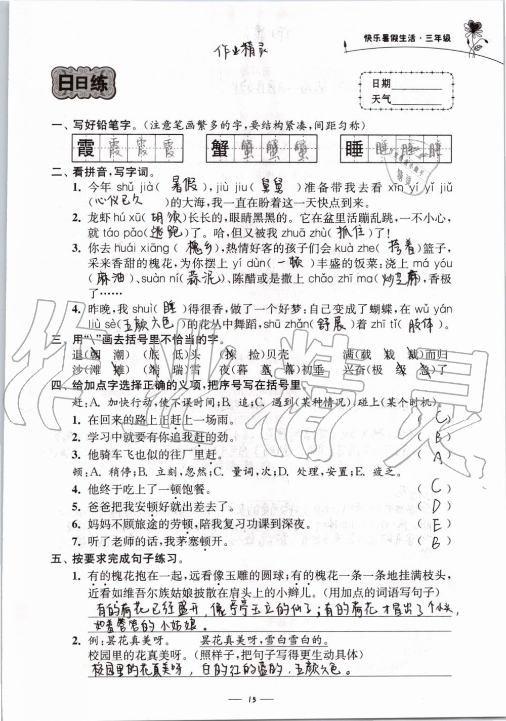 2020年快乐暑假生活三年级 第15页