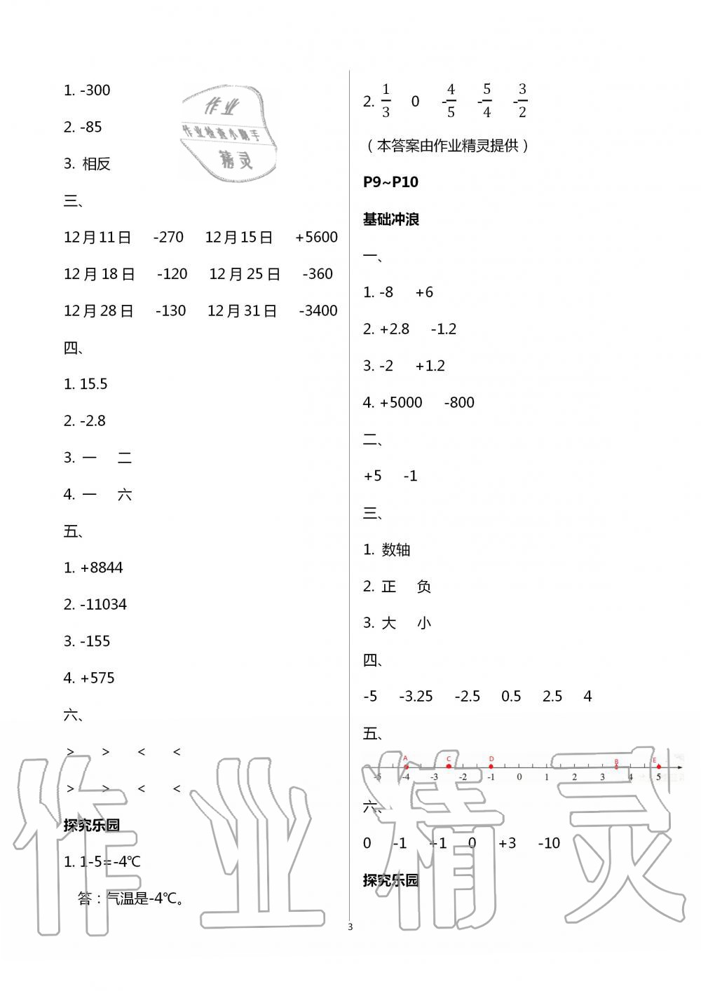 2020年开心假期暑假作业六年级数学武汉出版社 第3页