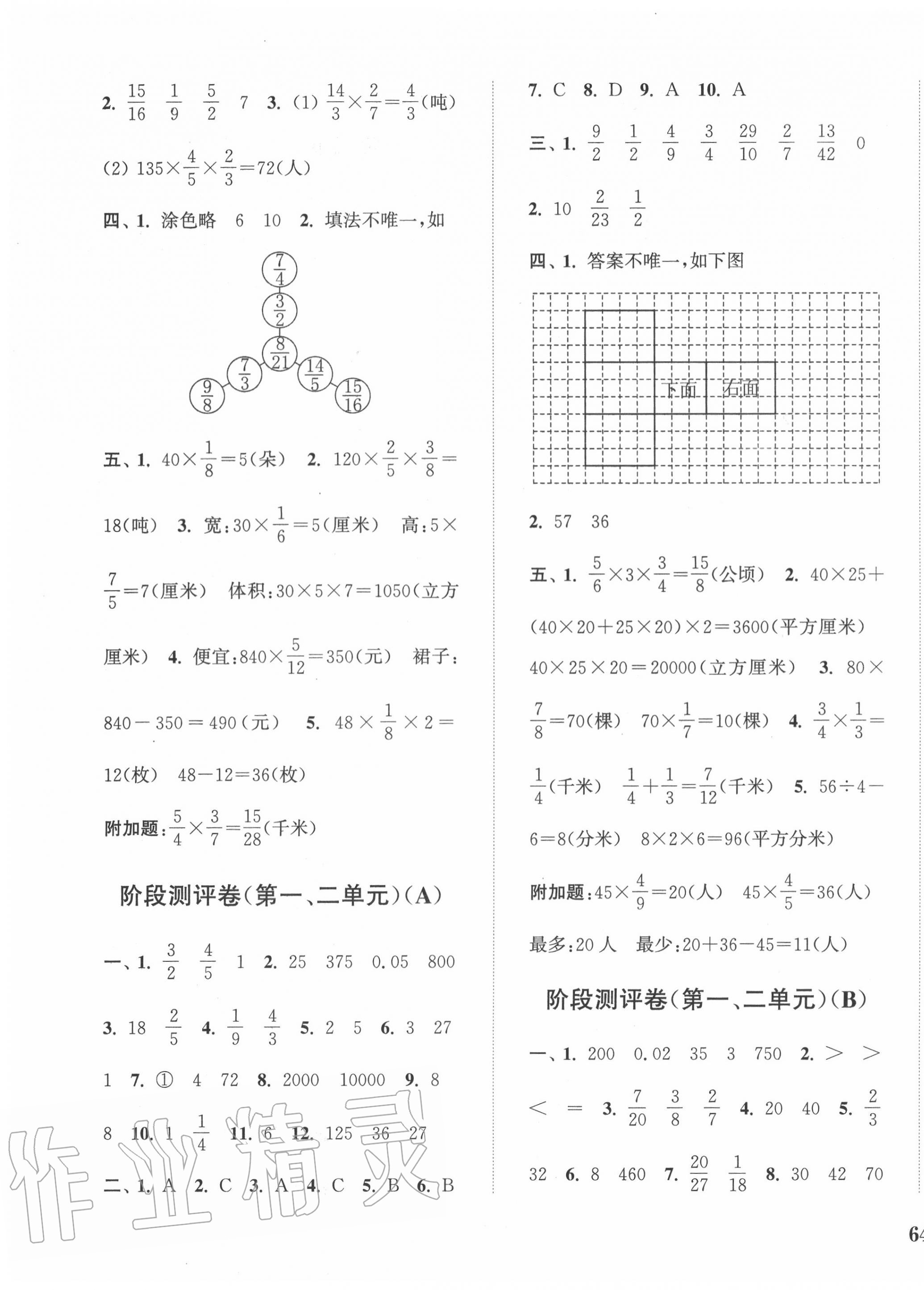 2020年通城学典小学全程测评卷六年级数学上册苏教版江苏专用 第3页