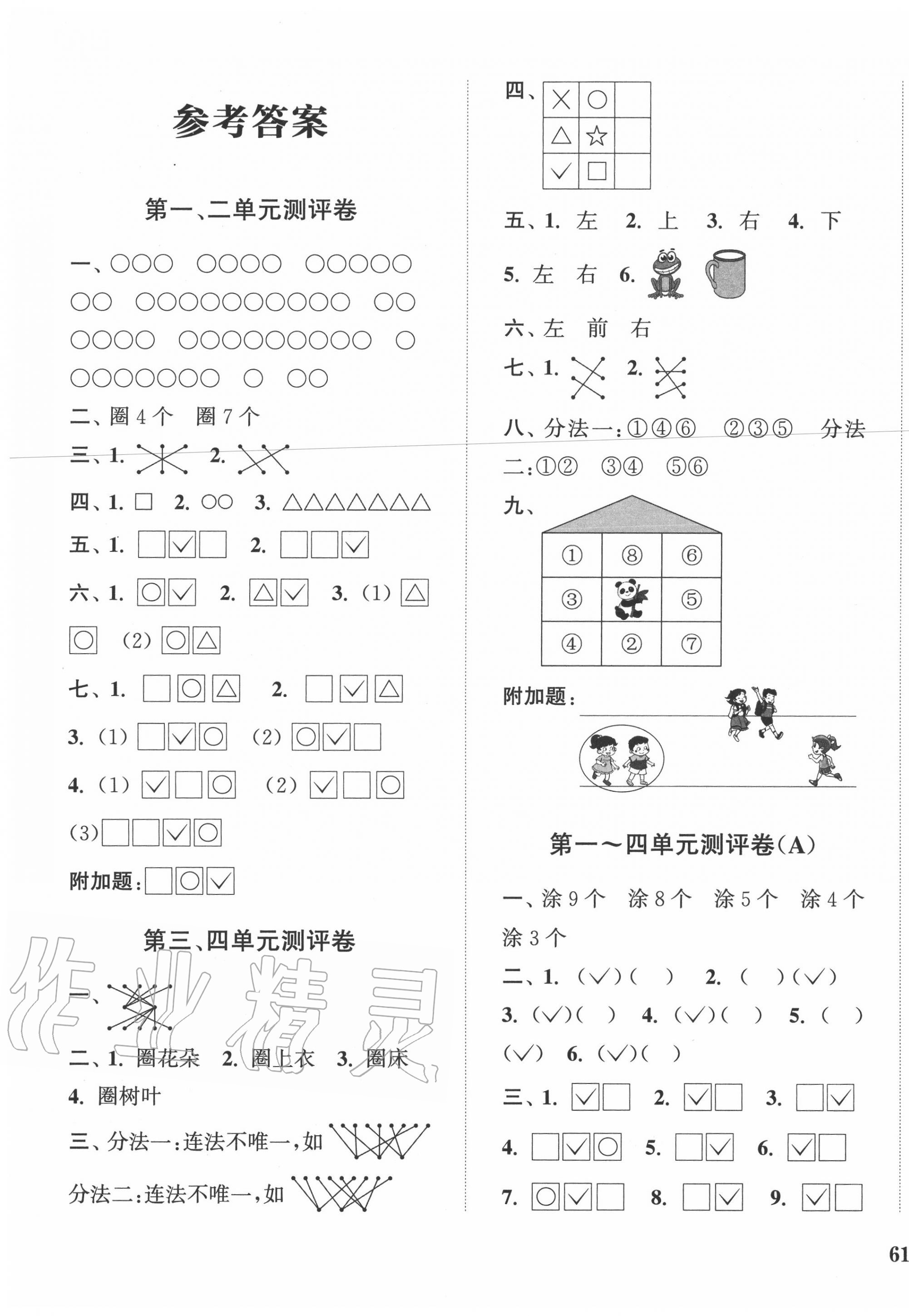 2020年通城學(xué)典小學(xué)全程測(cè)評(píng)卷一年級(jí)數(shù)學(xué)上冊(cè)蘇教版江蘇專用 第1頁(yè)