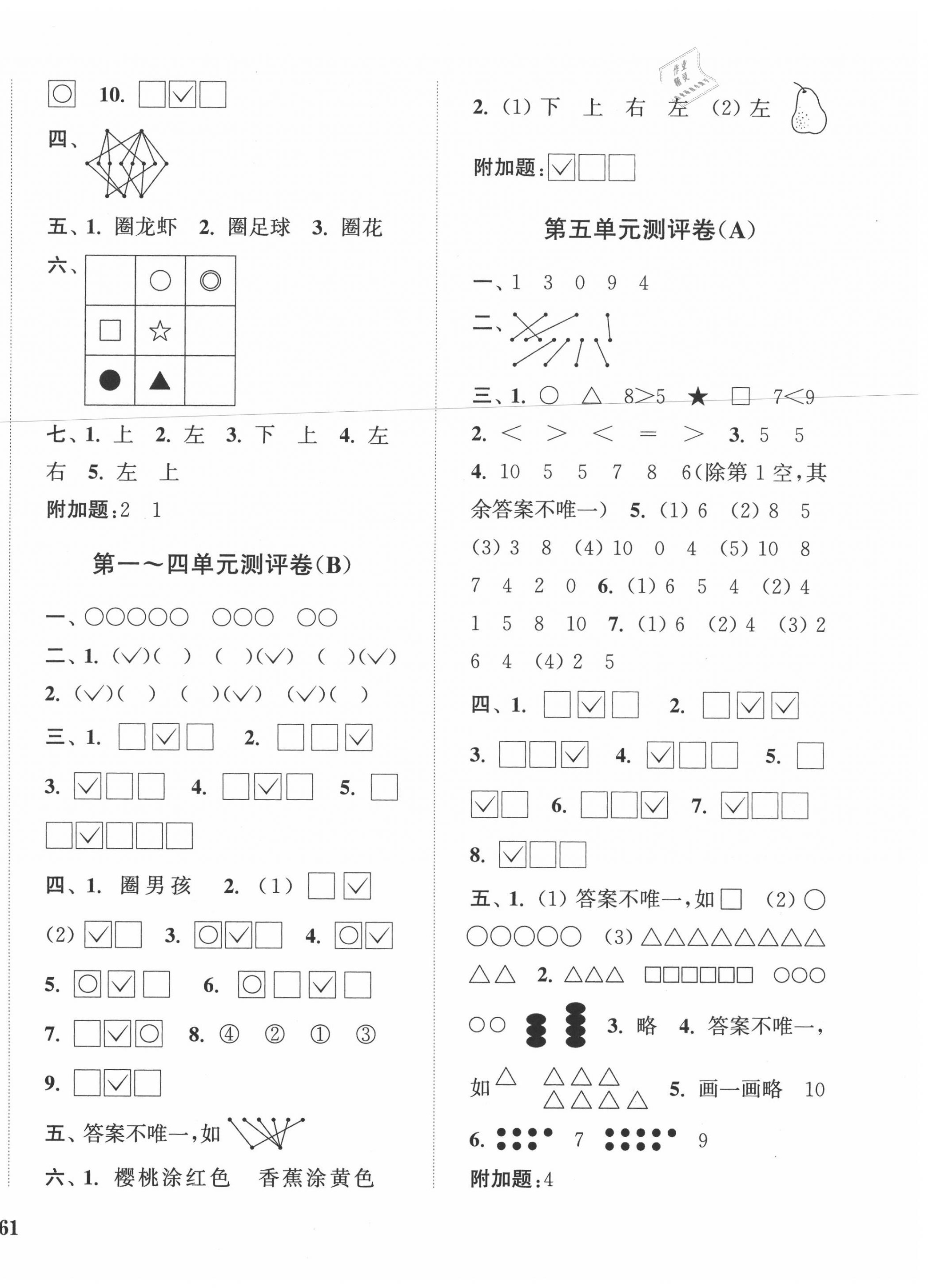 2020年通城學(xué)典小學(xué)全程測(cè)評(píng)卷一年級(jí)數(shù)學(xué)上冊(cè)蘇教版江蘇專用 第2頁(yè)