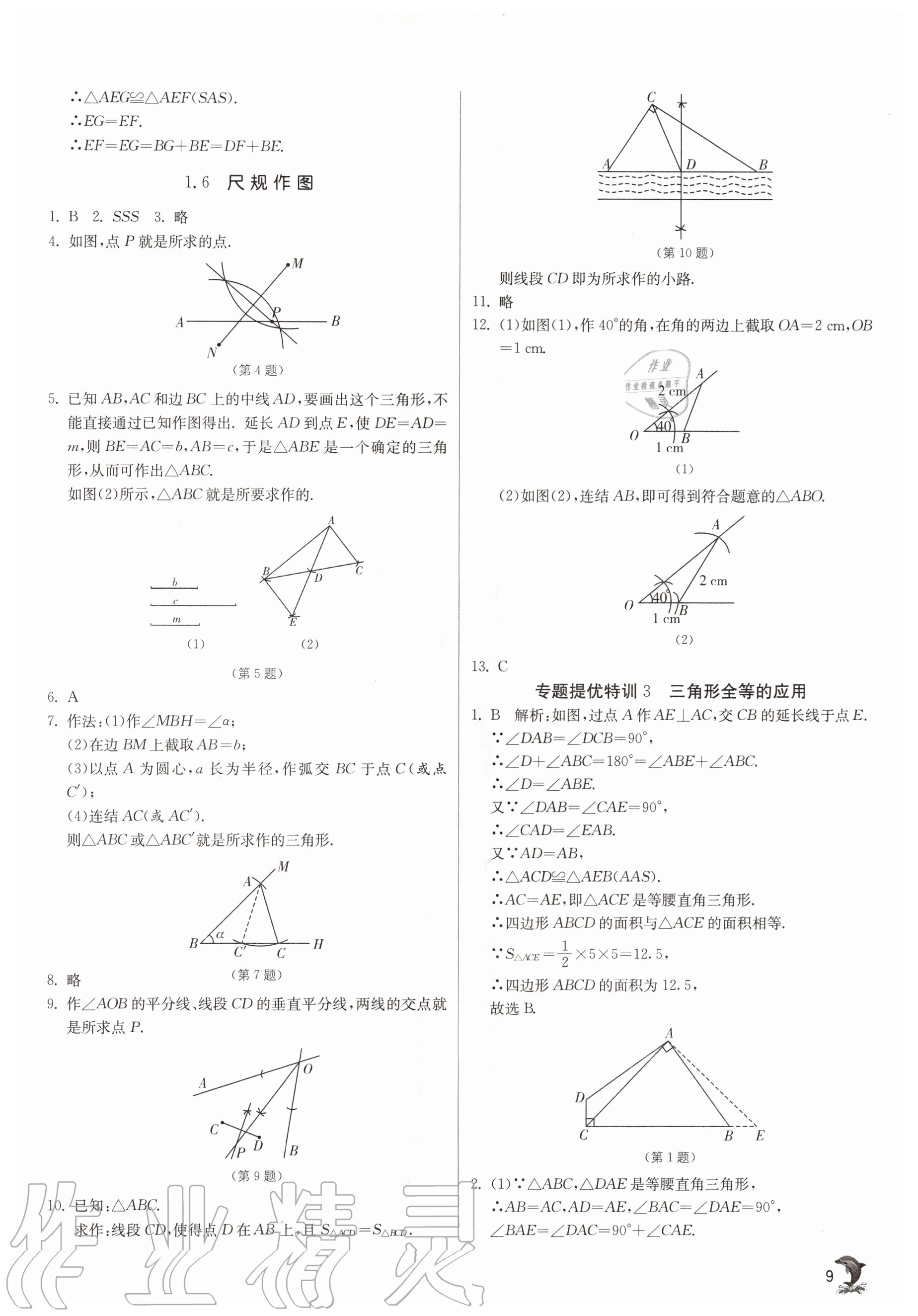 2020年實驗班提優(yōu)訓練八年級數(shù)學上冊浙教版 參考答案第9頁