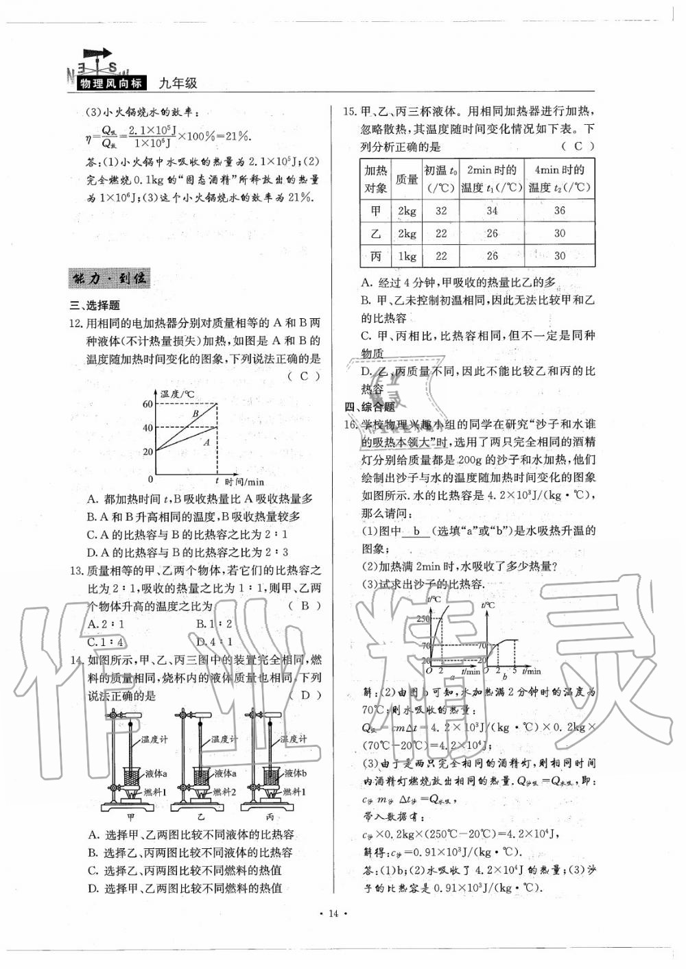 2020年物理風(fēng)向標(biāo)九年級(jí)全一冊(cè)教科版 參考答案第18頁