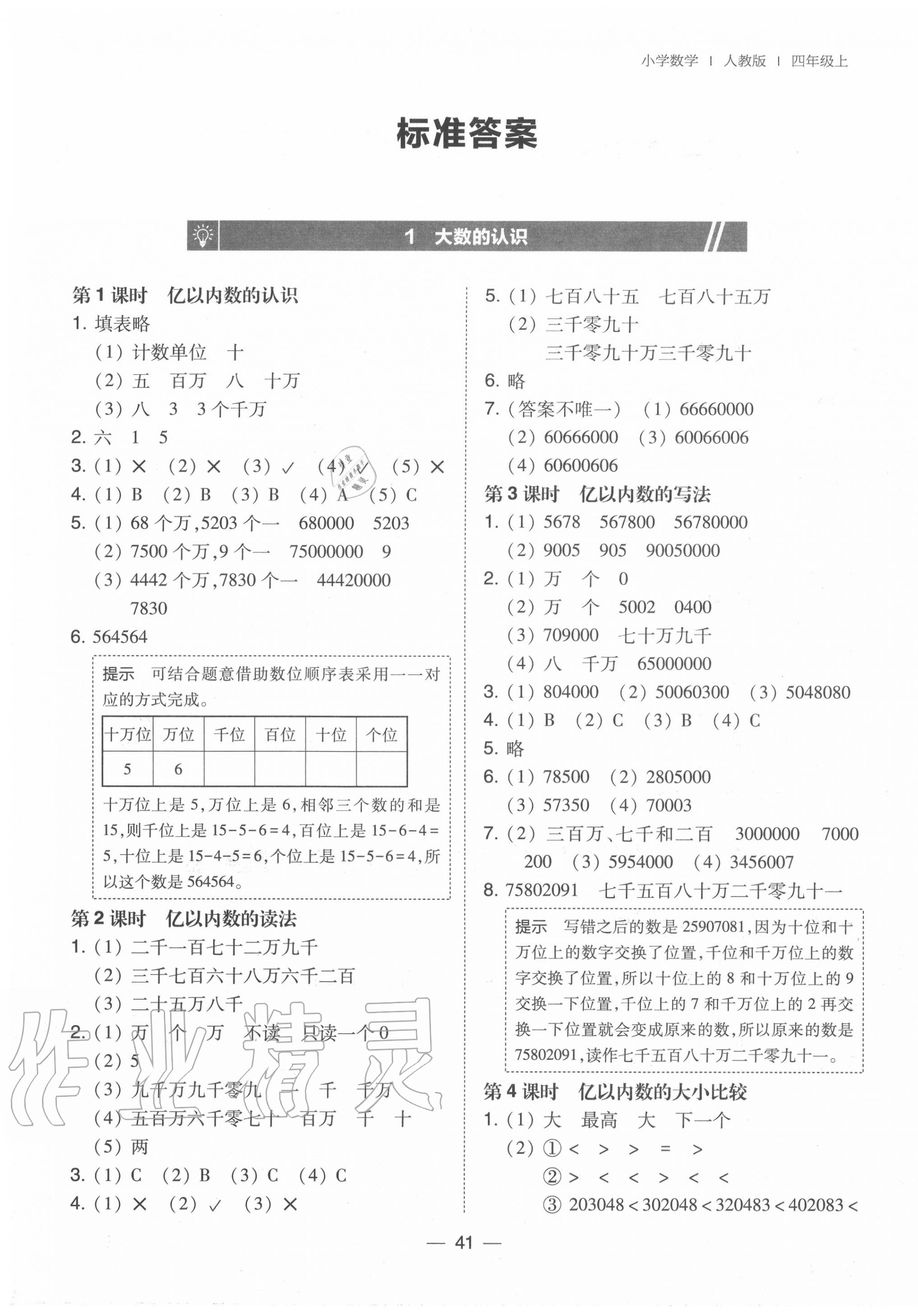 2020年北大綠卡四年級數(shù)學上冊人教版 第1頁