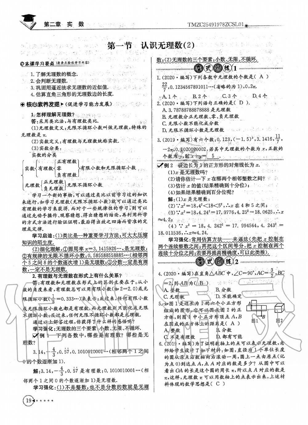 2020年每日核心导学八年级数学上册北师大版 参考答案第21页