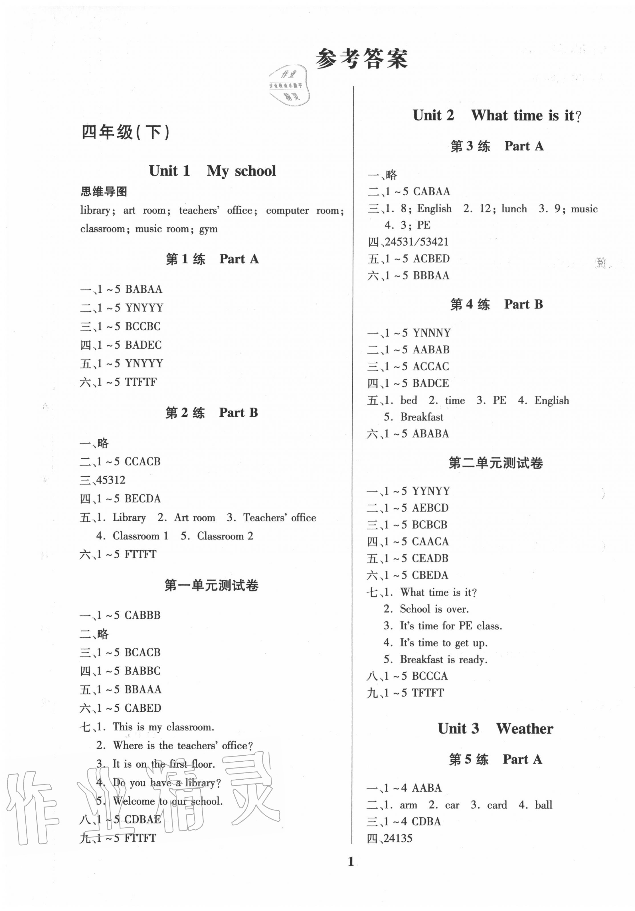 2020年鑫浪传媒给力100暑假作业四年级英语人教版 第1页