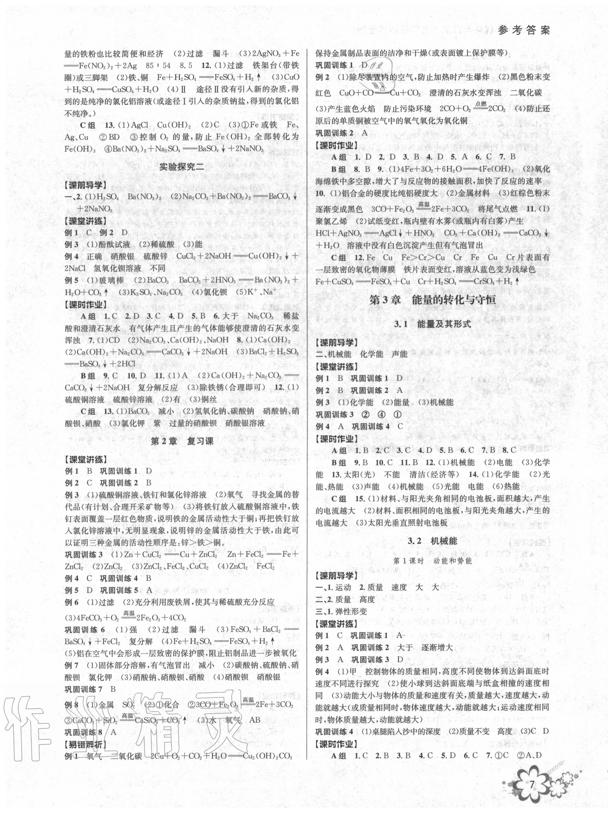 2020年初中新學(xué)案優(yōu)化與提高九年級科學(xué)全一冊浙教版 第7頁