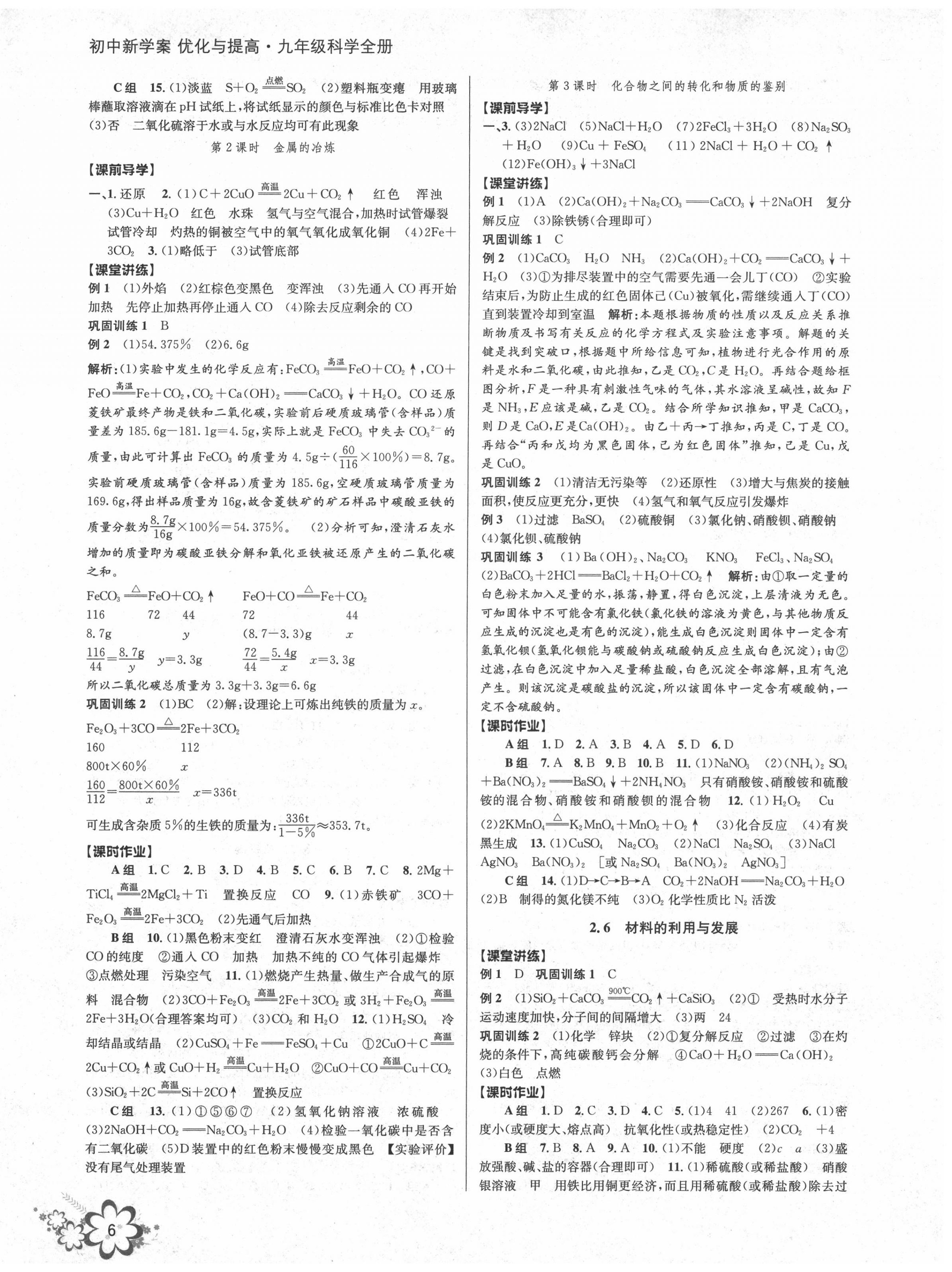 2020年初中新學(xué)案優(yōu)化與提高九年級(jí)科學(xué)全一冊(cè)浙教版 第6頁(yè)