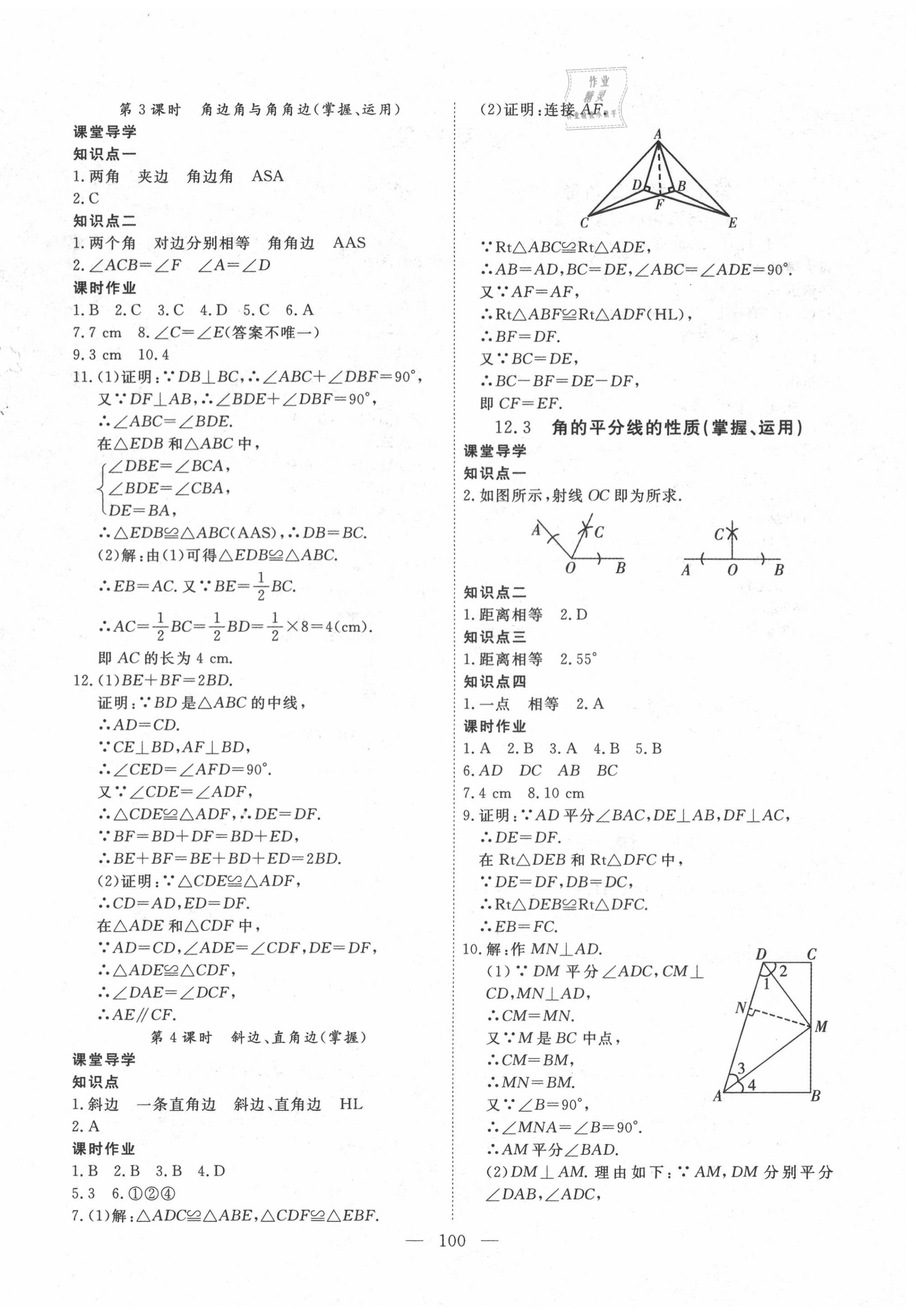 2020年自主训练八年级数学上册人教版 参考答案第4页