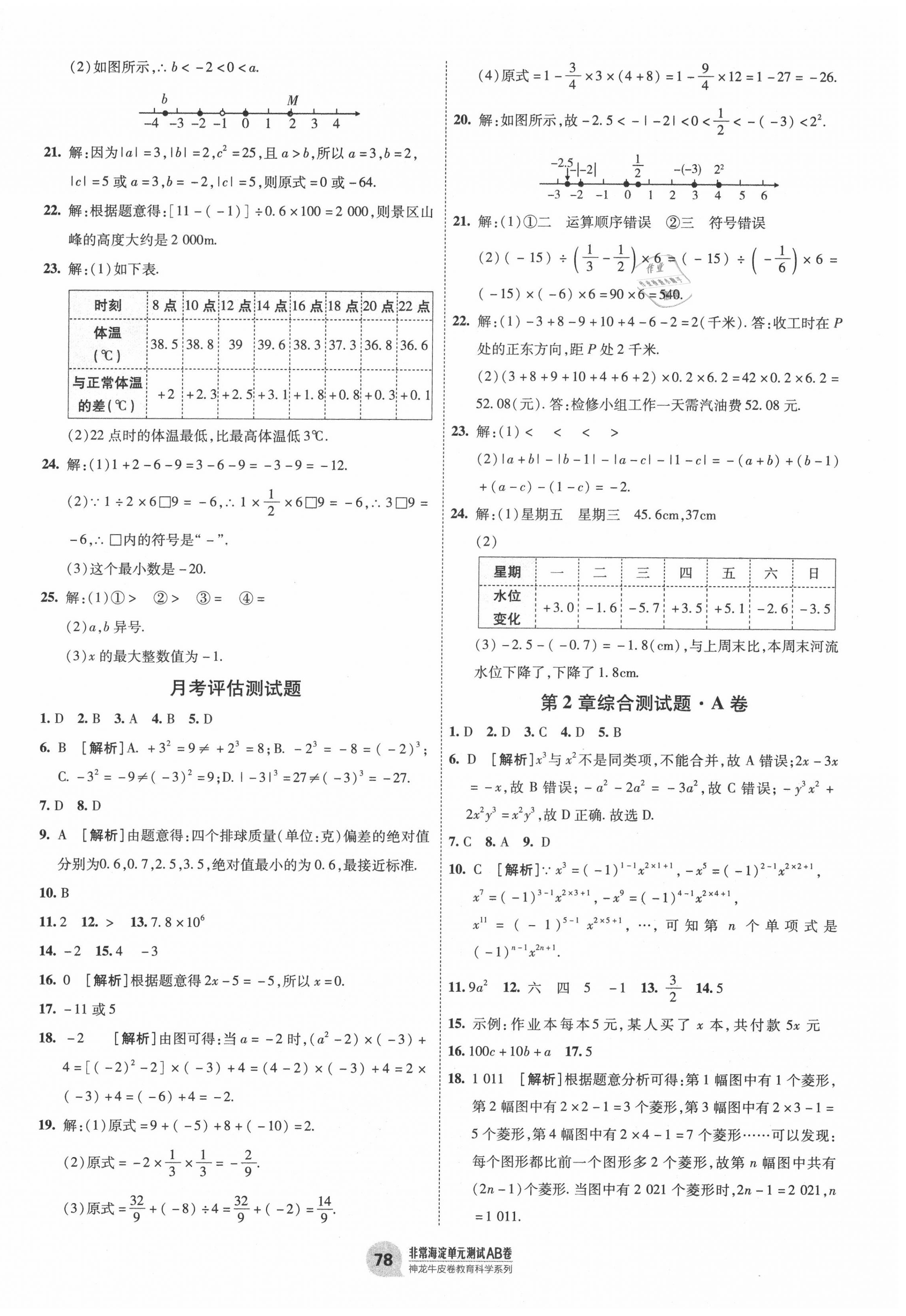 2020年海淀單元測(cè)試AB卷七年級(jí)數(shù)學(xué)上冊(cè)湘教版 第2頁(yè)