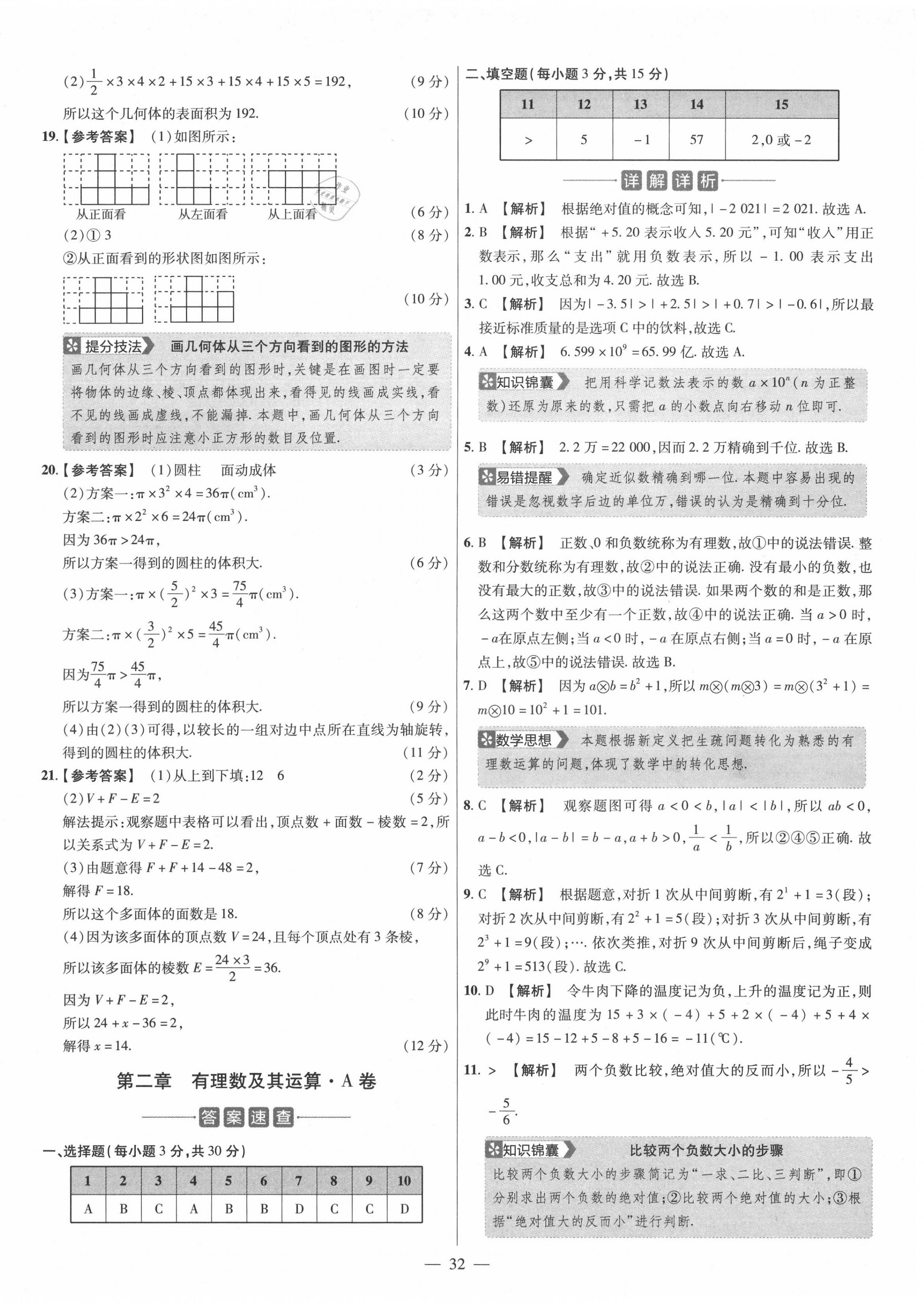 2020年金考卷活頁(yè)題選七年級(jí)數(shù)學(xué)上冊(cè)北師大版 參考答案第2頁(yè)