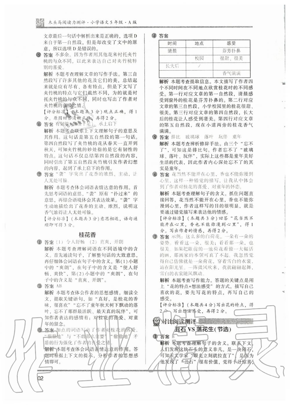 2020年木头马阅读力测评五年级语文上册人教版A版浙江专版 第2页
