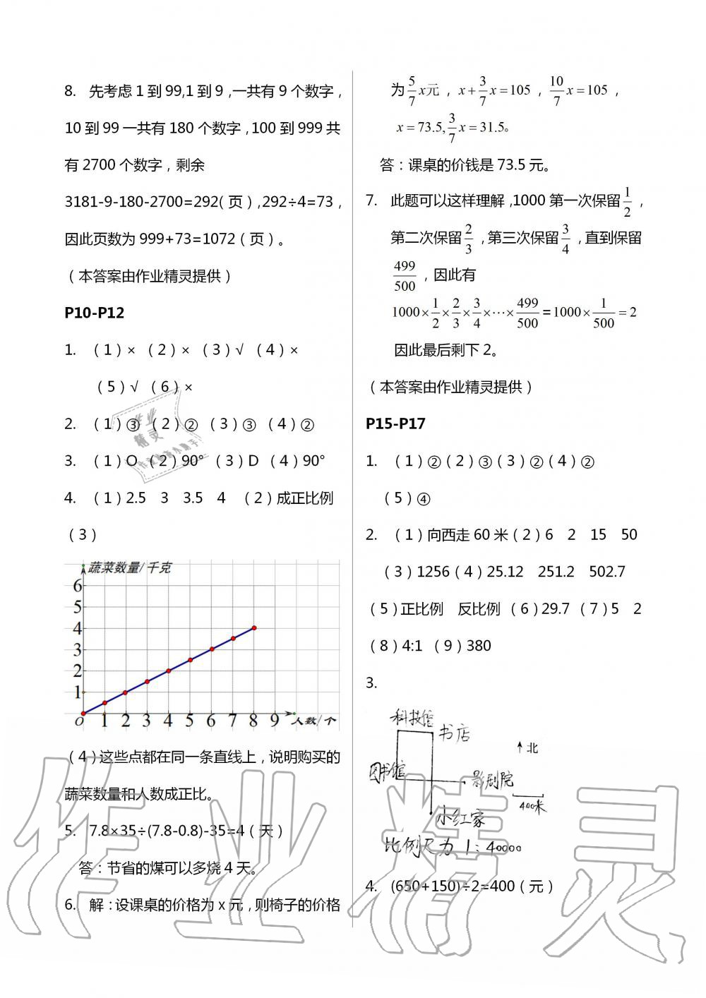 2020年长江暑假作业六年级数学北师大版崇文书局 第3页