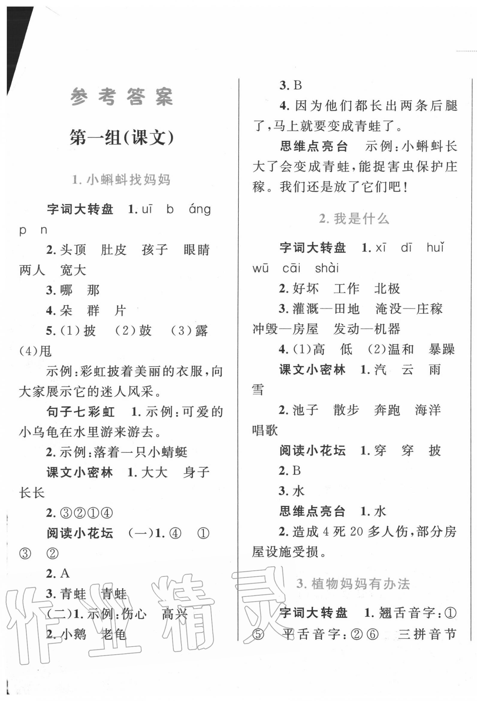 2020年小学同步学考优化设计小超人作业本二年级语文上册人教版 第1页