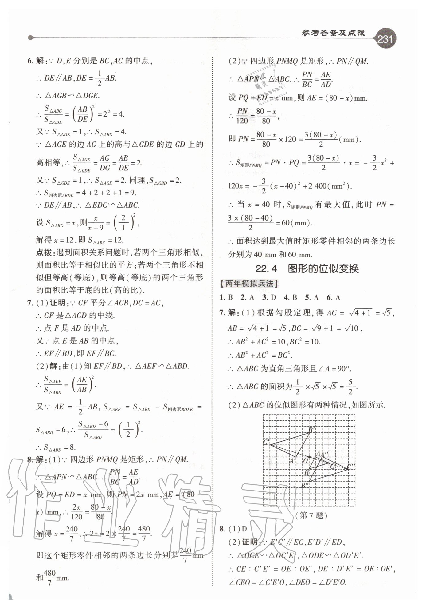 2020年特高級(jí)教師點(diǎn)撥九年級(jí)數(shù)學(xué)上冊(cè)滬科版 參考答案第15頁