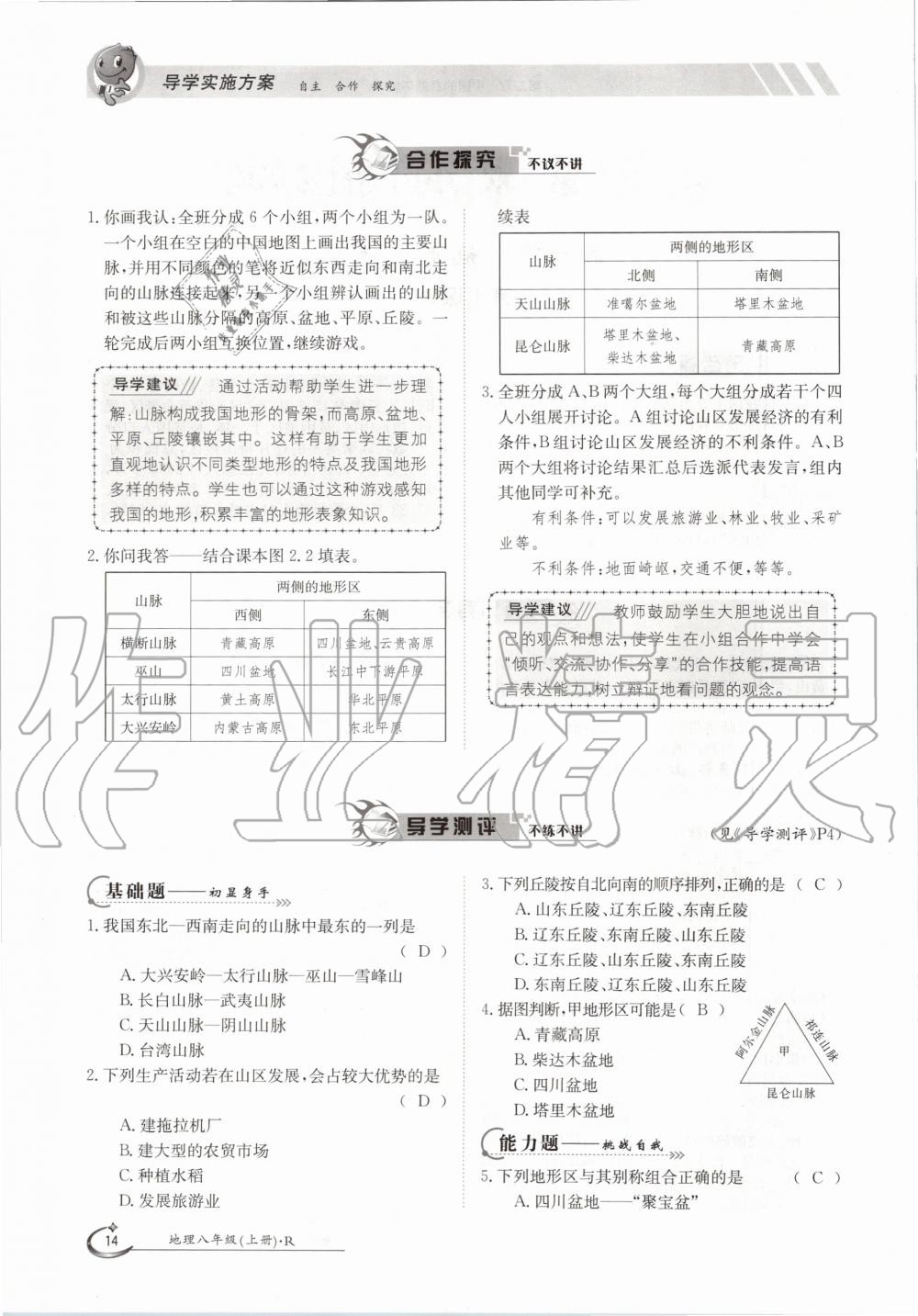 2020年金太陽導(dǎo)學(xué)案八年級(jí)地理上冊(cè)人教版 參考答案第14頁