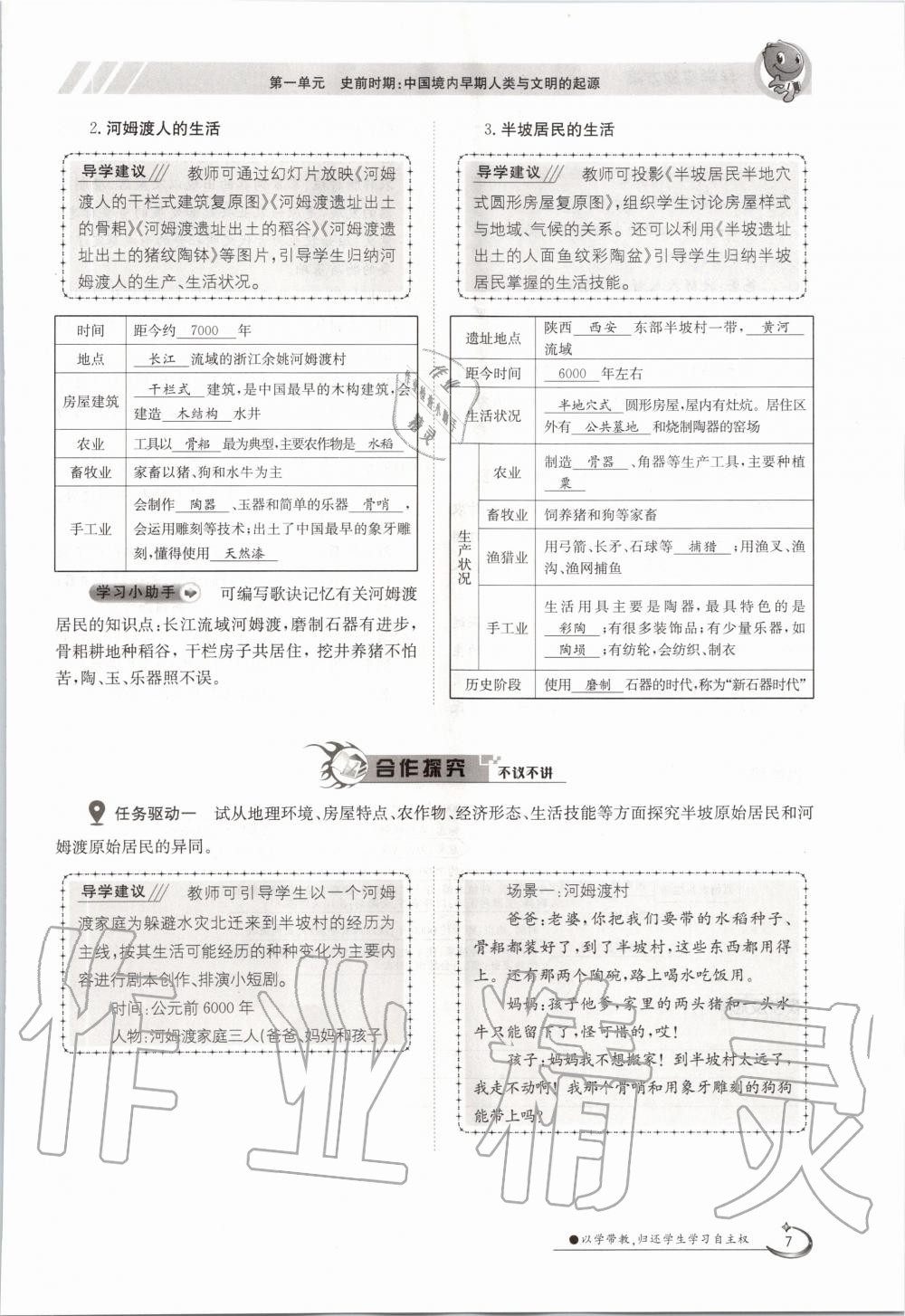 2020年金太阳导学案七年级历史上册人教版 参考答案第7页