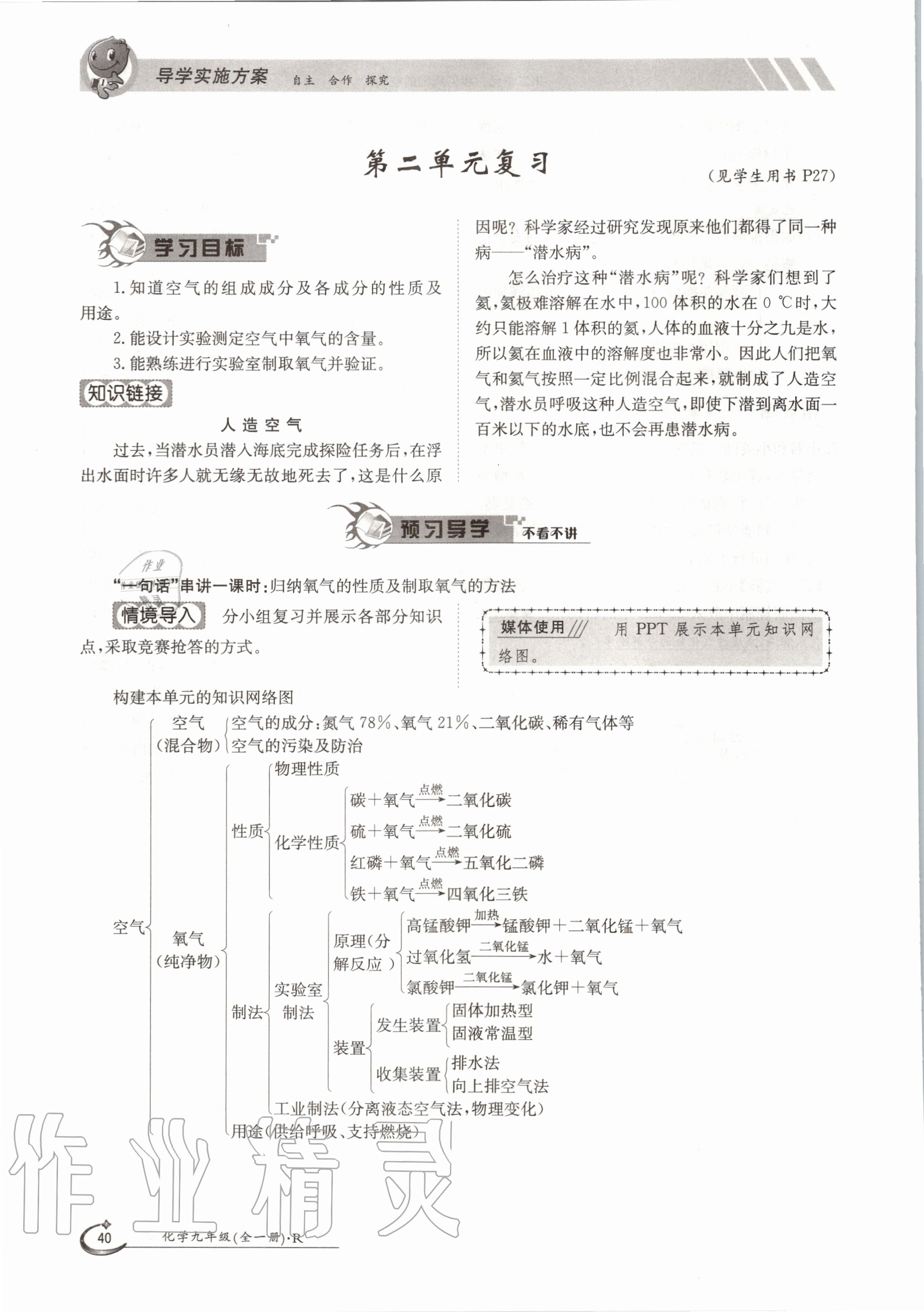 2020年金太阳导学案九年级化学全一册人教版 参考答案第40页