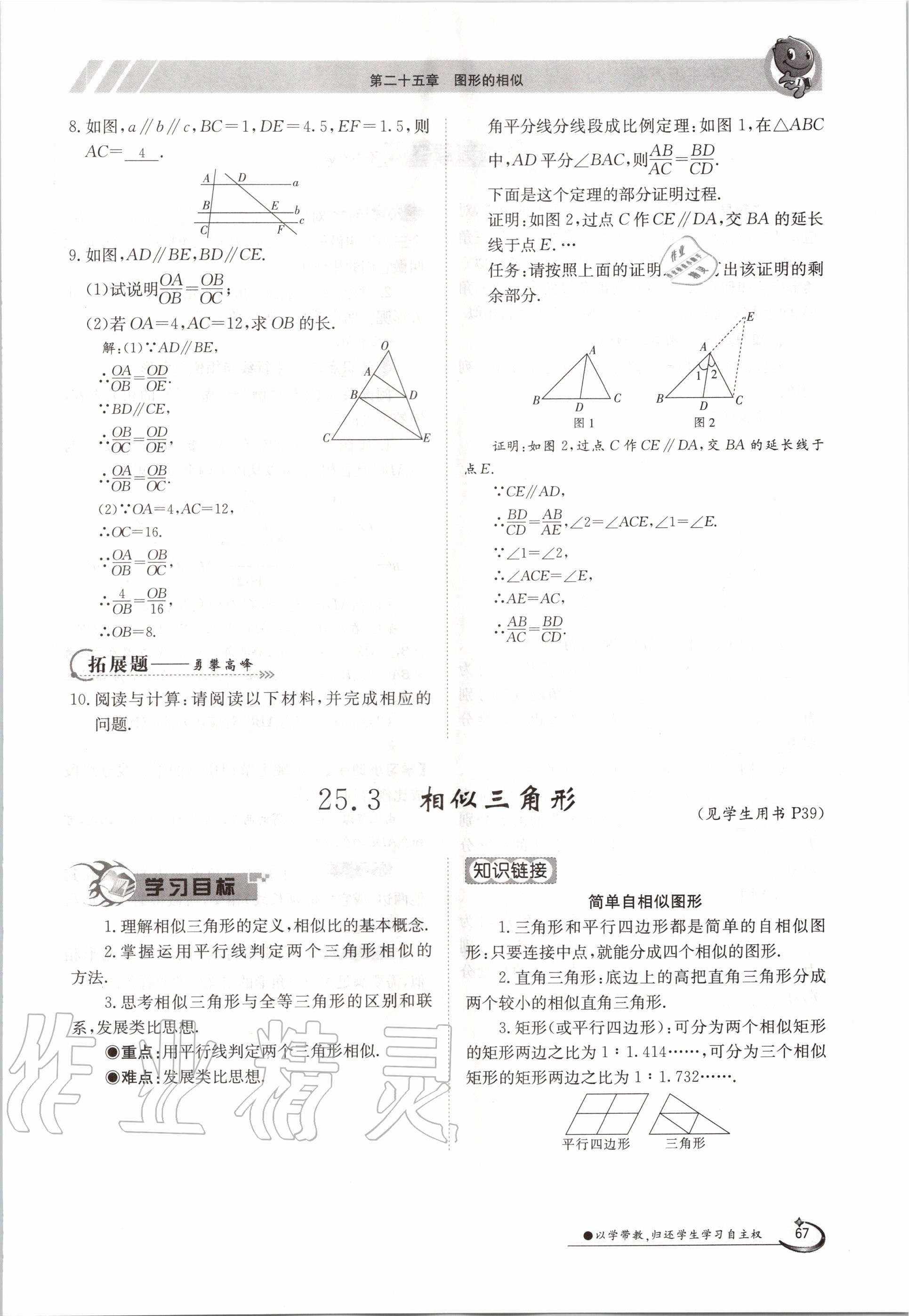 2020年金太陽(yáng)導(dǎo)學(xué)案九年級(jí)數(shù)學(xué)全一冊(cè)冀教版 參考答案第67頁(yè)