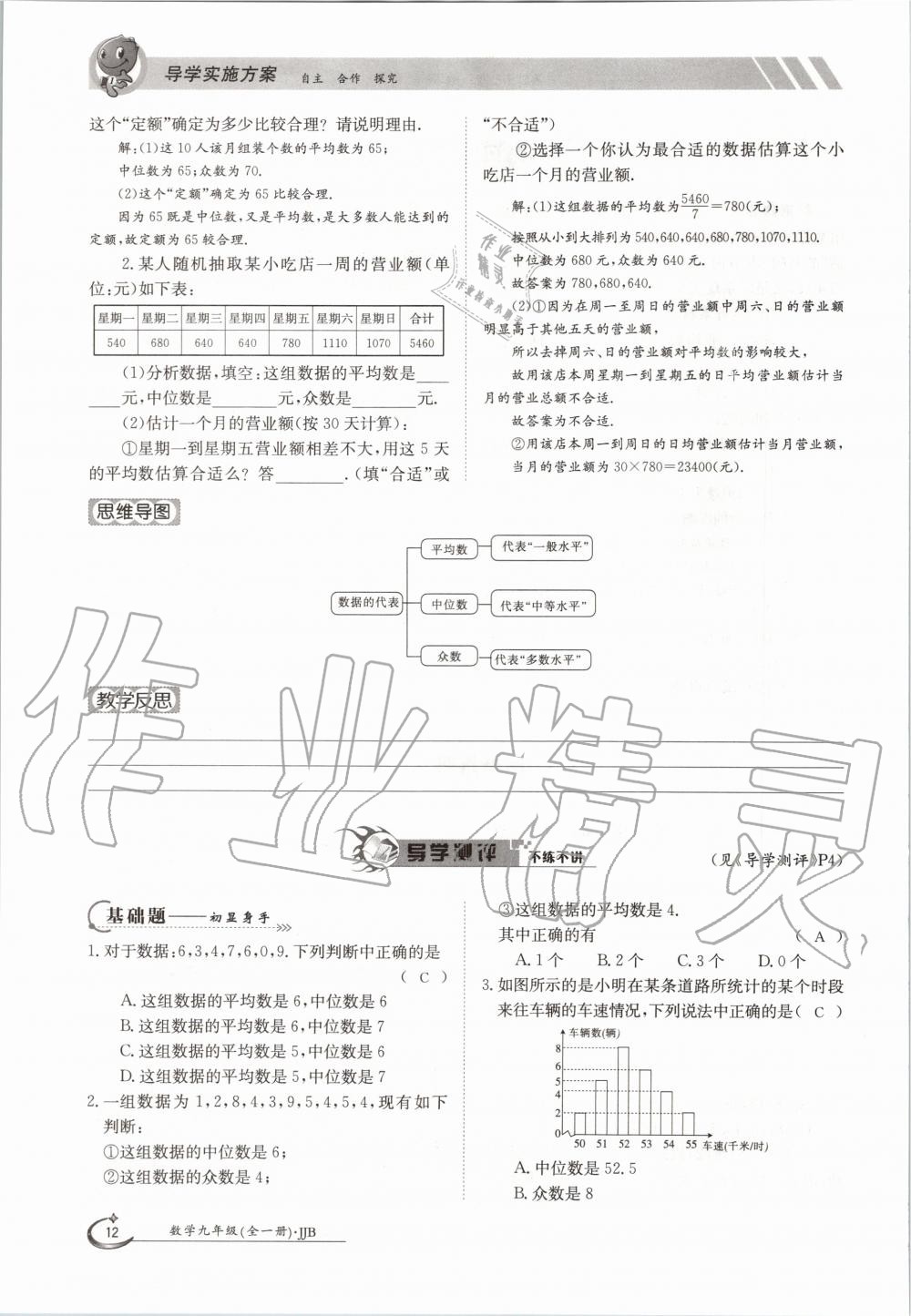 2020年金太陽導(dǎo)學(xué)案九年級數(shù)學(xué)全一冊冀教版 參考答案第12頁