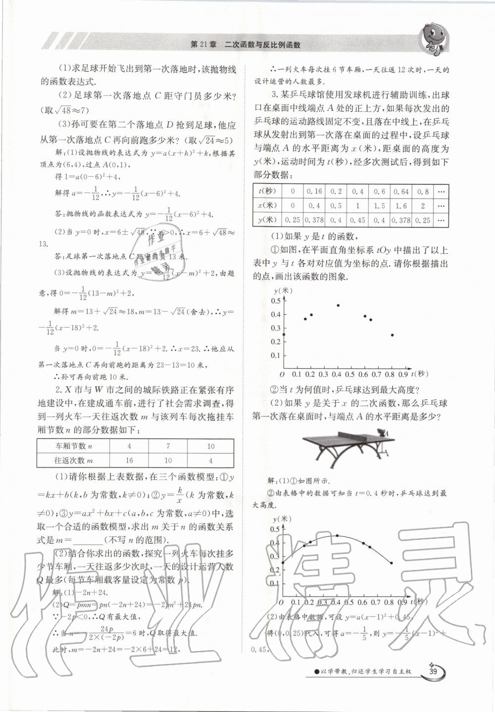 2020年金太阳导学案九年级数学全一册沪科版 参考答案第39页