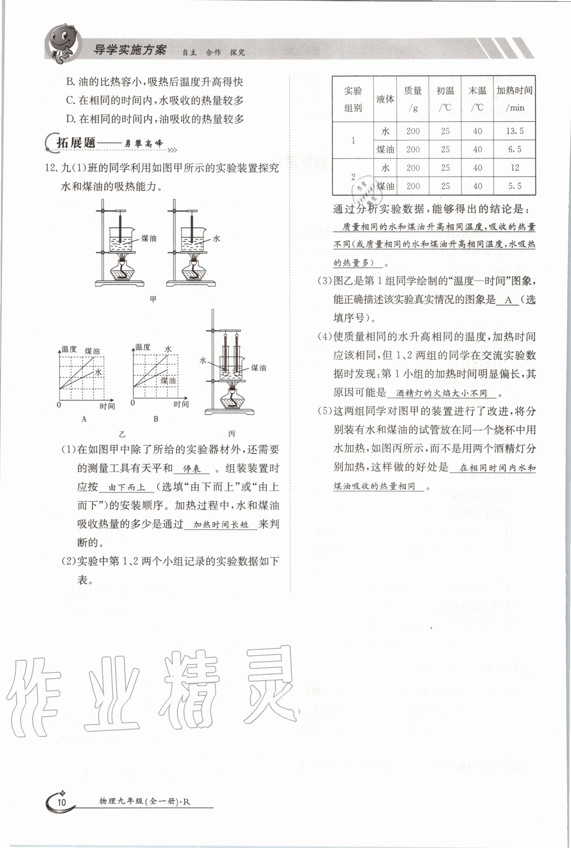 2020年金太陽導(dǎo)學(xué)案九年級物理全一冊人教版 參考答案第10頁