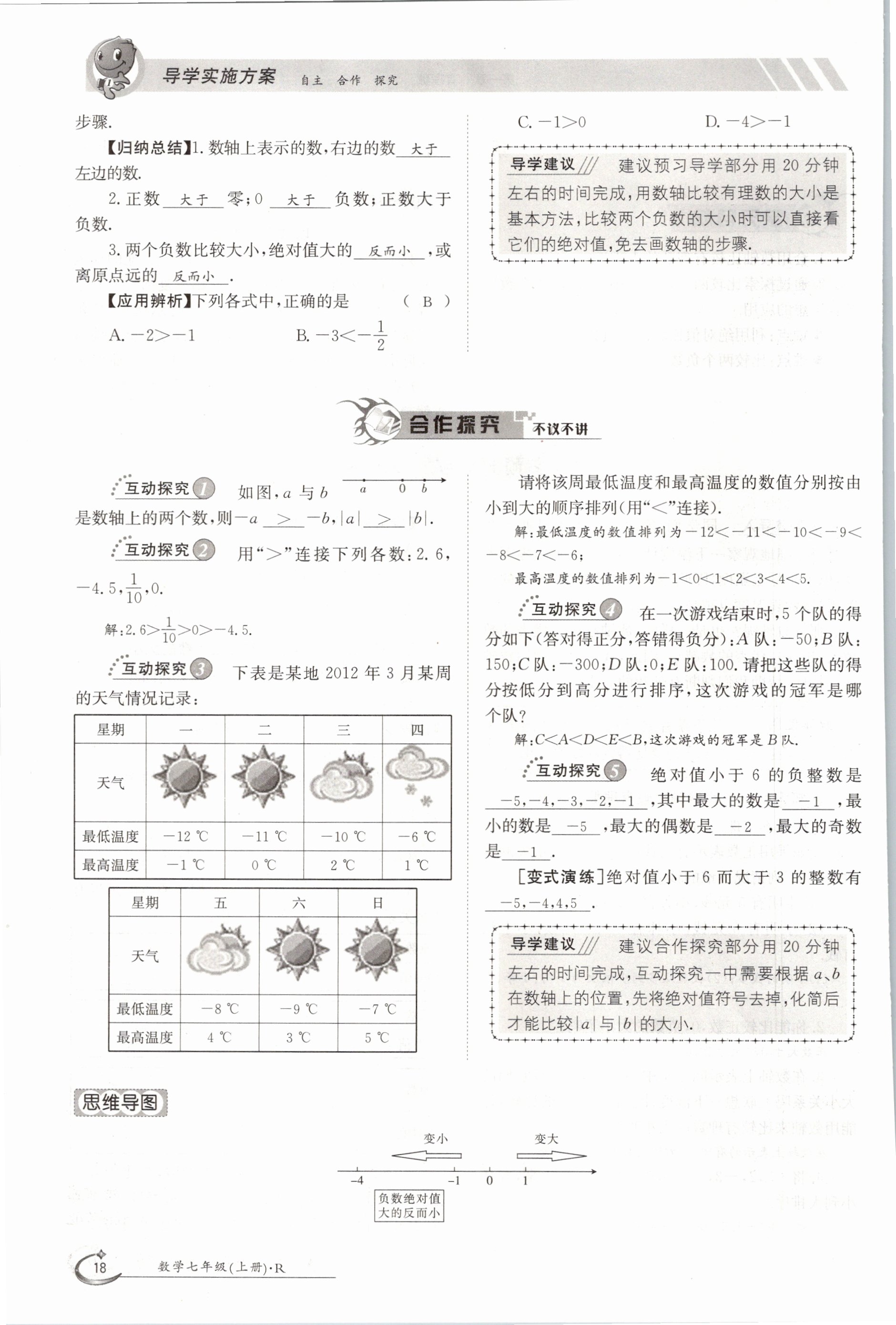 2020年金太阳导学测评七年级数学上册人教版 参考答案第18页