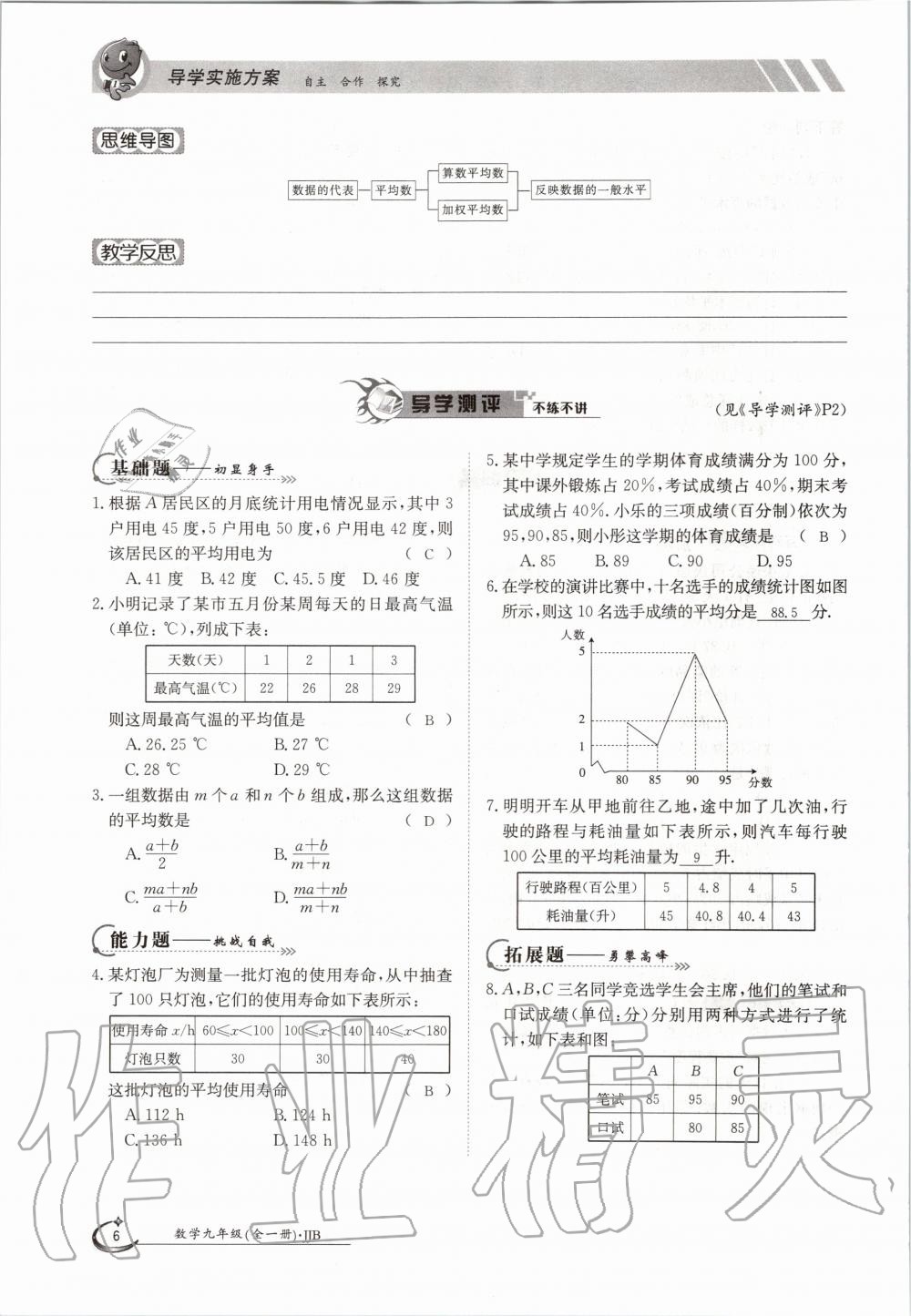 2020年金太陽導(dǎo)學(xué)測(cè)評(píng)九年級(jí)數(shù)學(xué)全一冊(cè)冀教版 參考答案第6頁