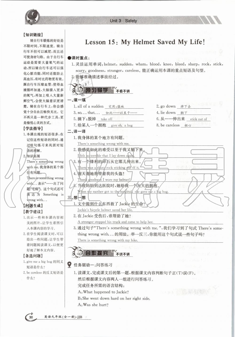 2020年金太陽導(dǎo)學測評九年級英語全一冊冀教版 參考答案第30頁