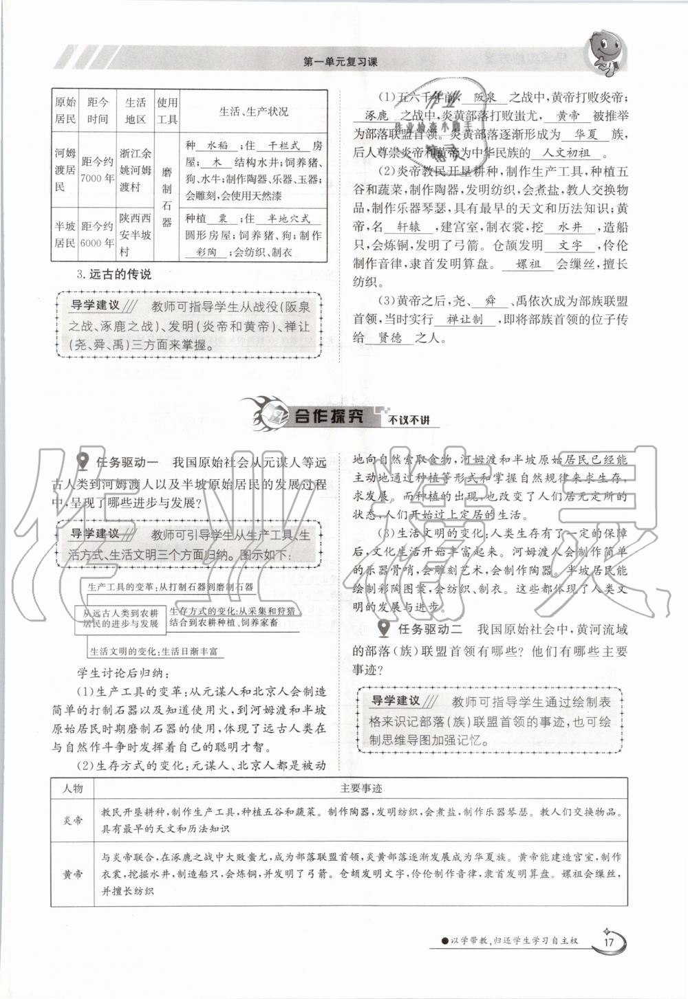 2020年金太陽導(dǎo)學(xué)測評七年級歷史上冊人教版 參考答案第17頁