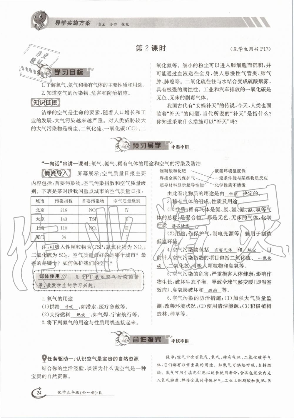 2020年金太陽導學測評九年級化學全一冊人教版 參考答案第24頁