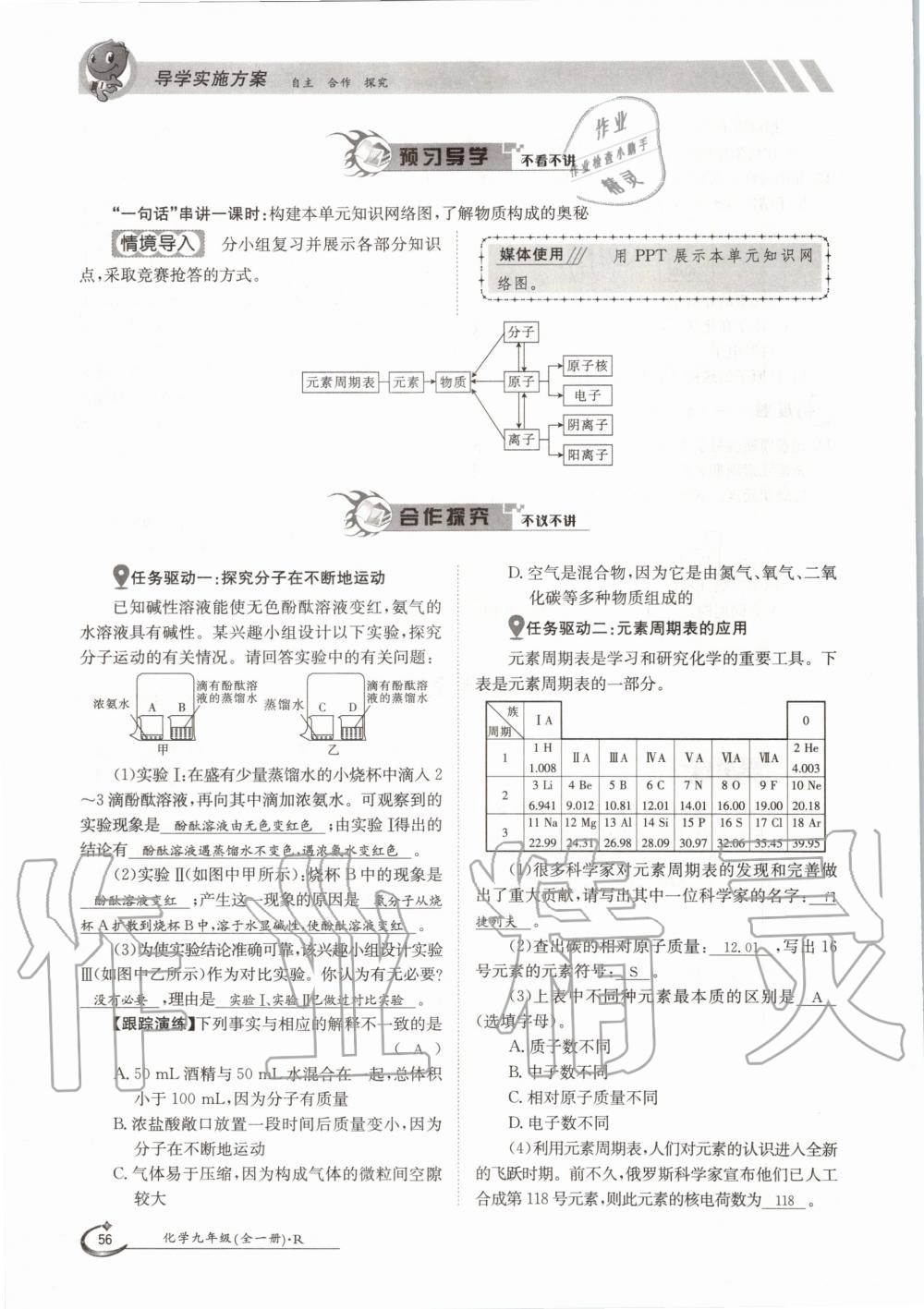 2020年金太陽導學測評九年級化學全一冊人教版 參考答案第56頁