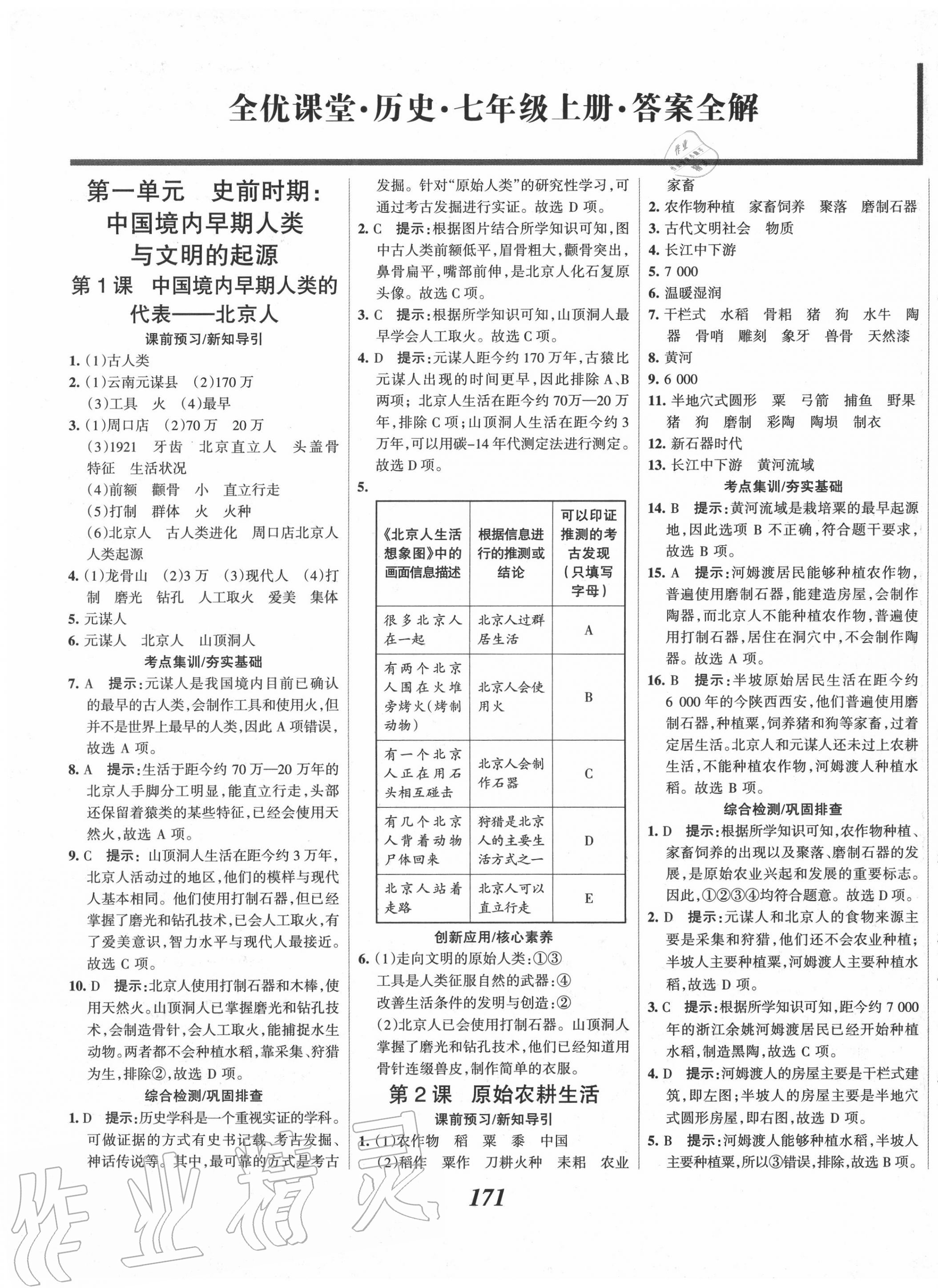 2020年全优课堂考点集训与满分备考七年级历史上册人教版 第1页