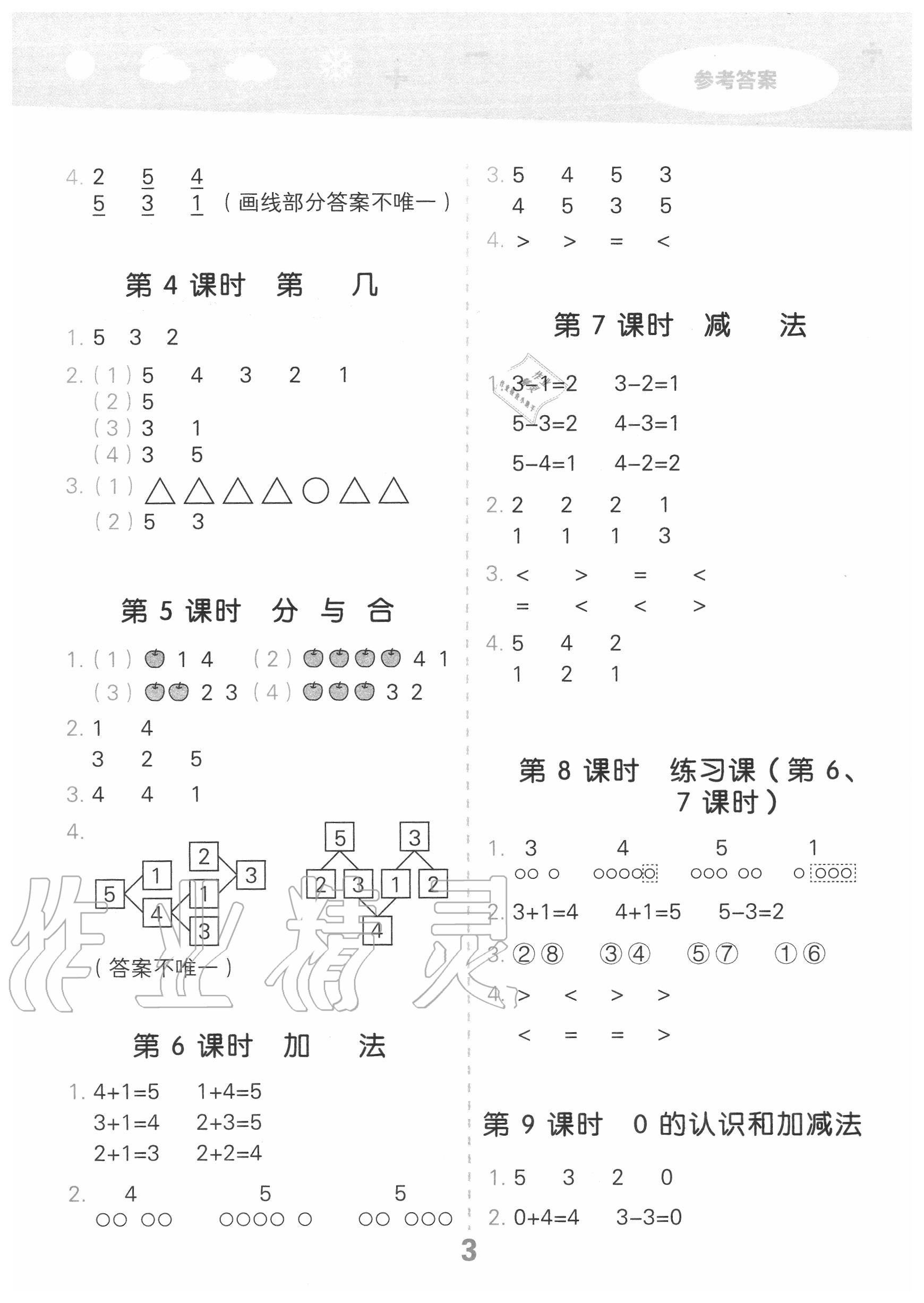 2020年小學(xué)口算大通關(guān)一年級(jí)數(shù)學(xué)上冊(cè)人教版 第3頁(yè)