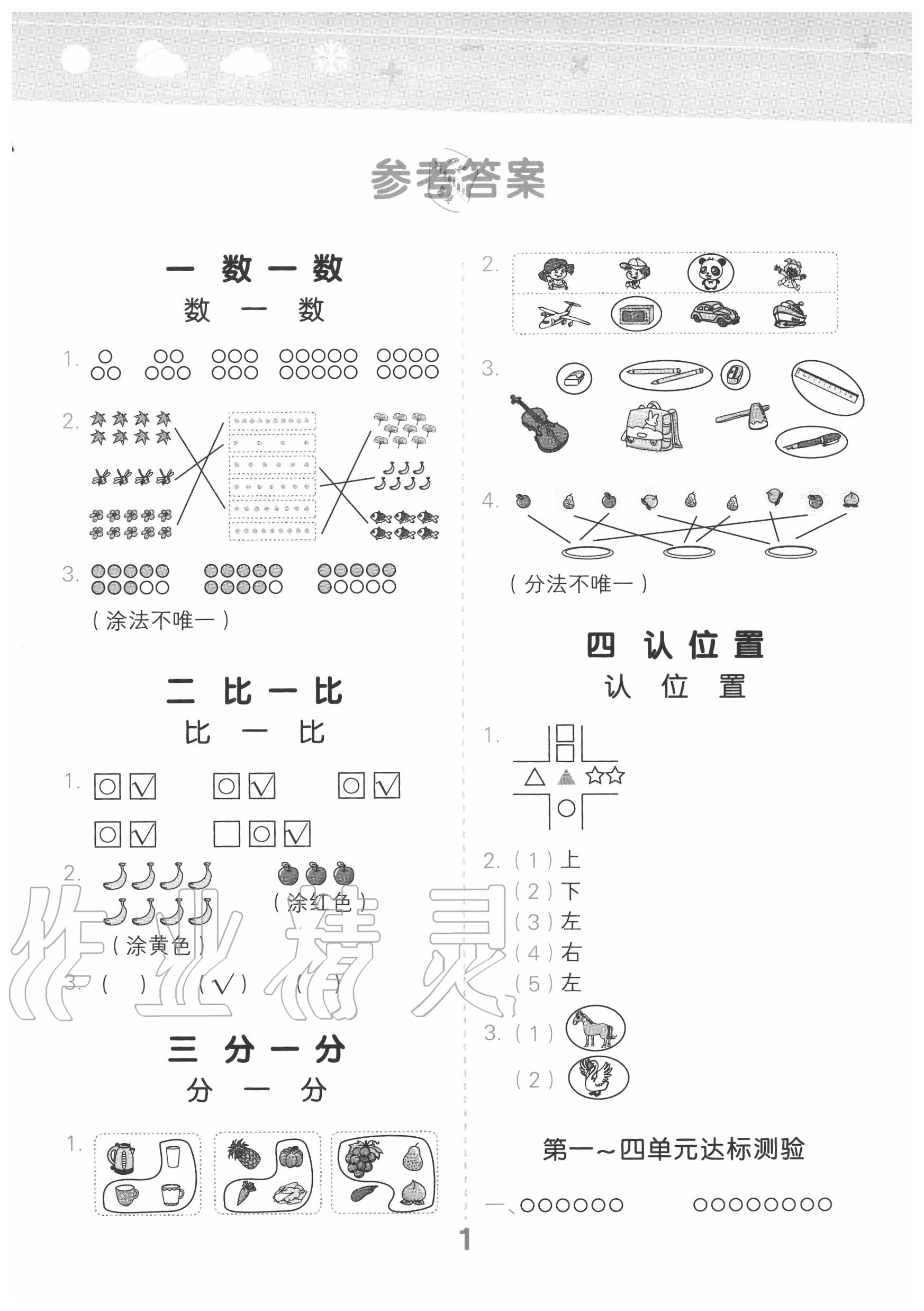 2020年小學(xué)口算大通關(guān)一年級(jí)數(shù)學(xué)上冊(cè)蘇教版 第1頁(yè)