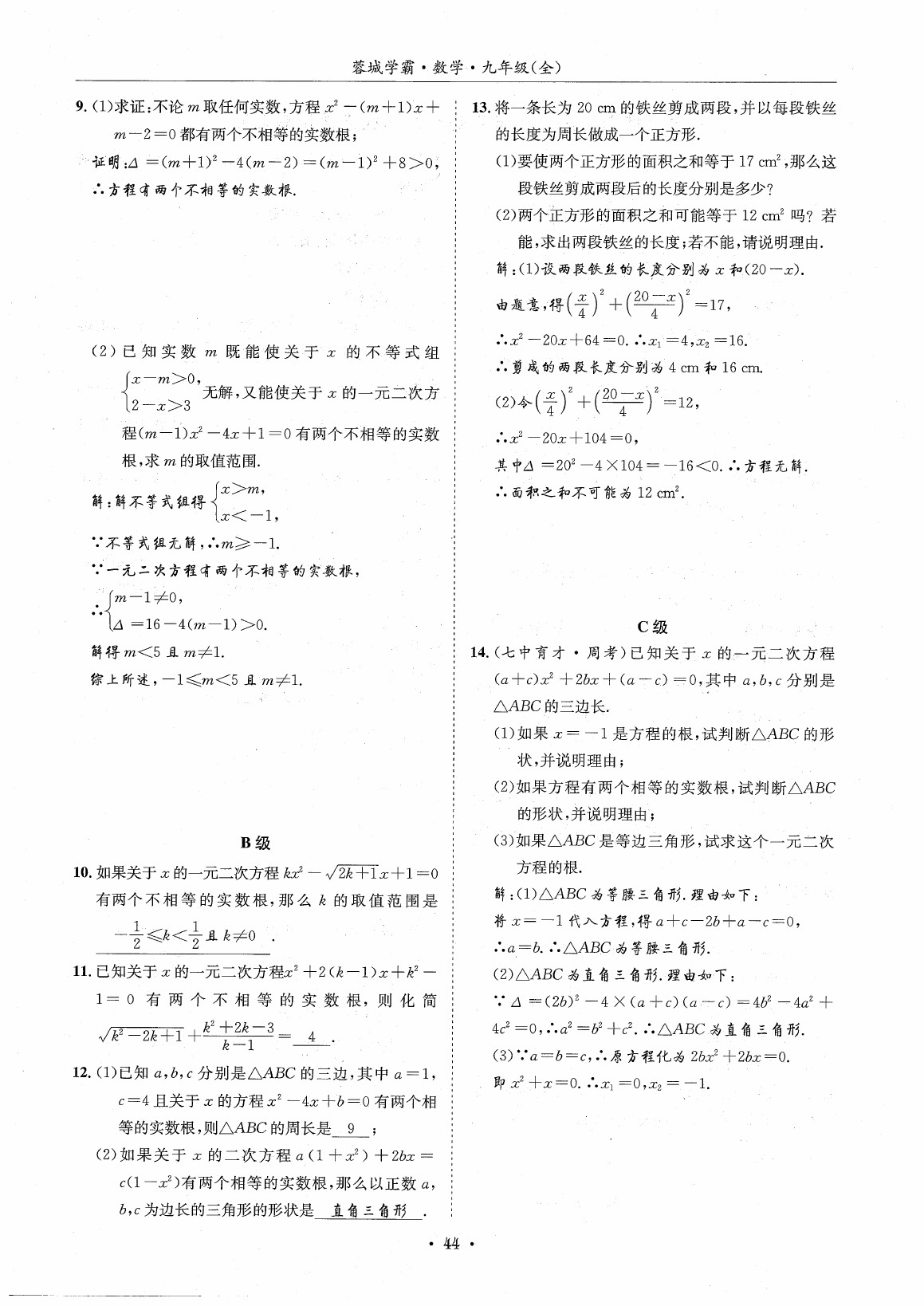 2020年蓉城学霸九年级数学全一册北师大版 第50页