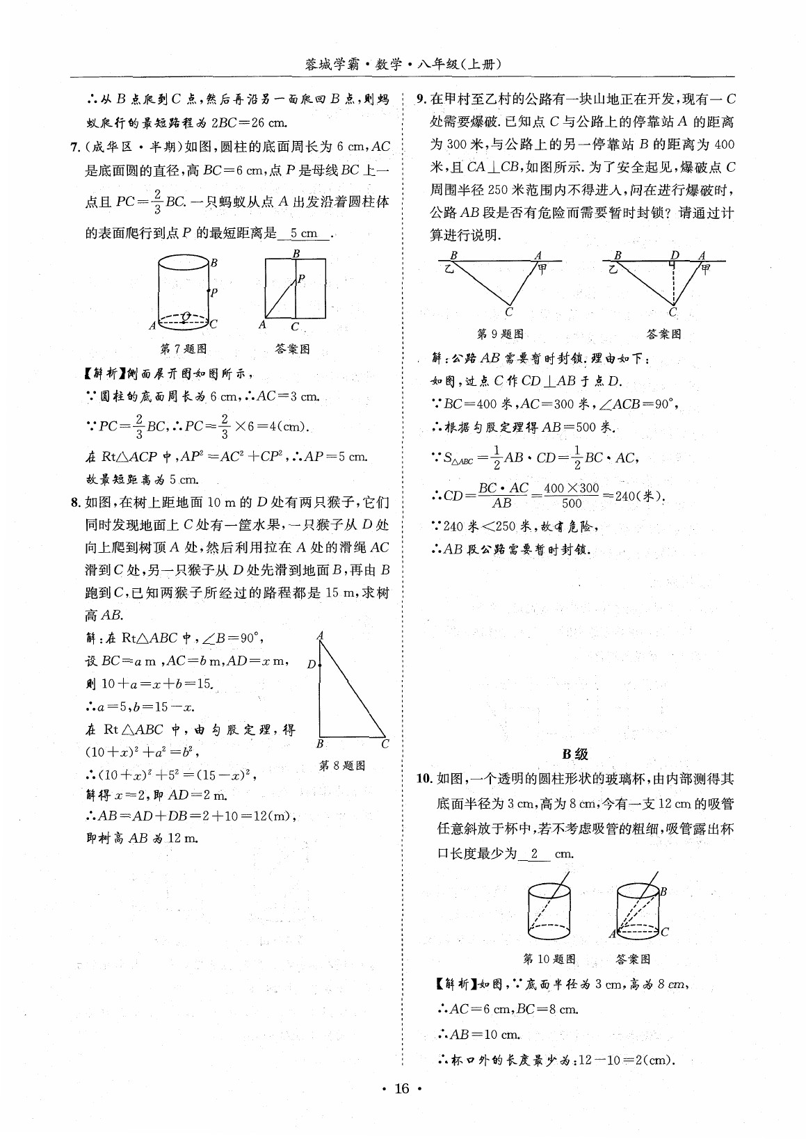 2020年蓉城学霸八年级数学上册北师大版 参考答案第15页