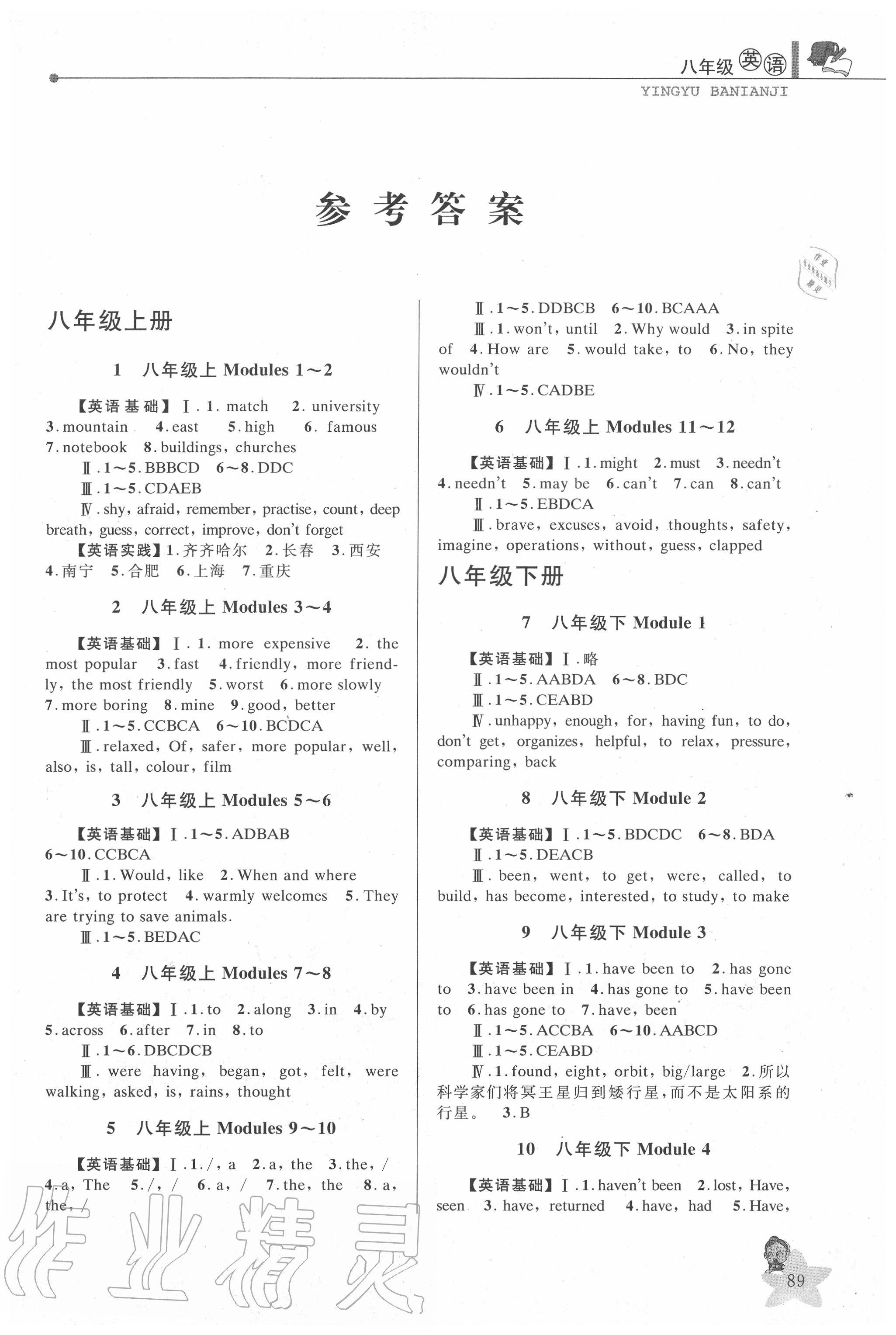 2020年藍(lán)天教育暑假優(yōu)化學(xué)習(xí)八年級(jí)英語(yǔ)外研版中國(guó)和平出版社 第1頁(yè)