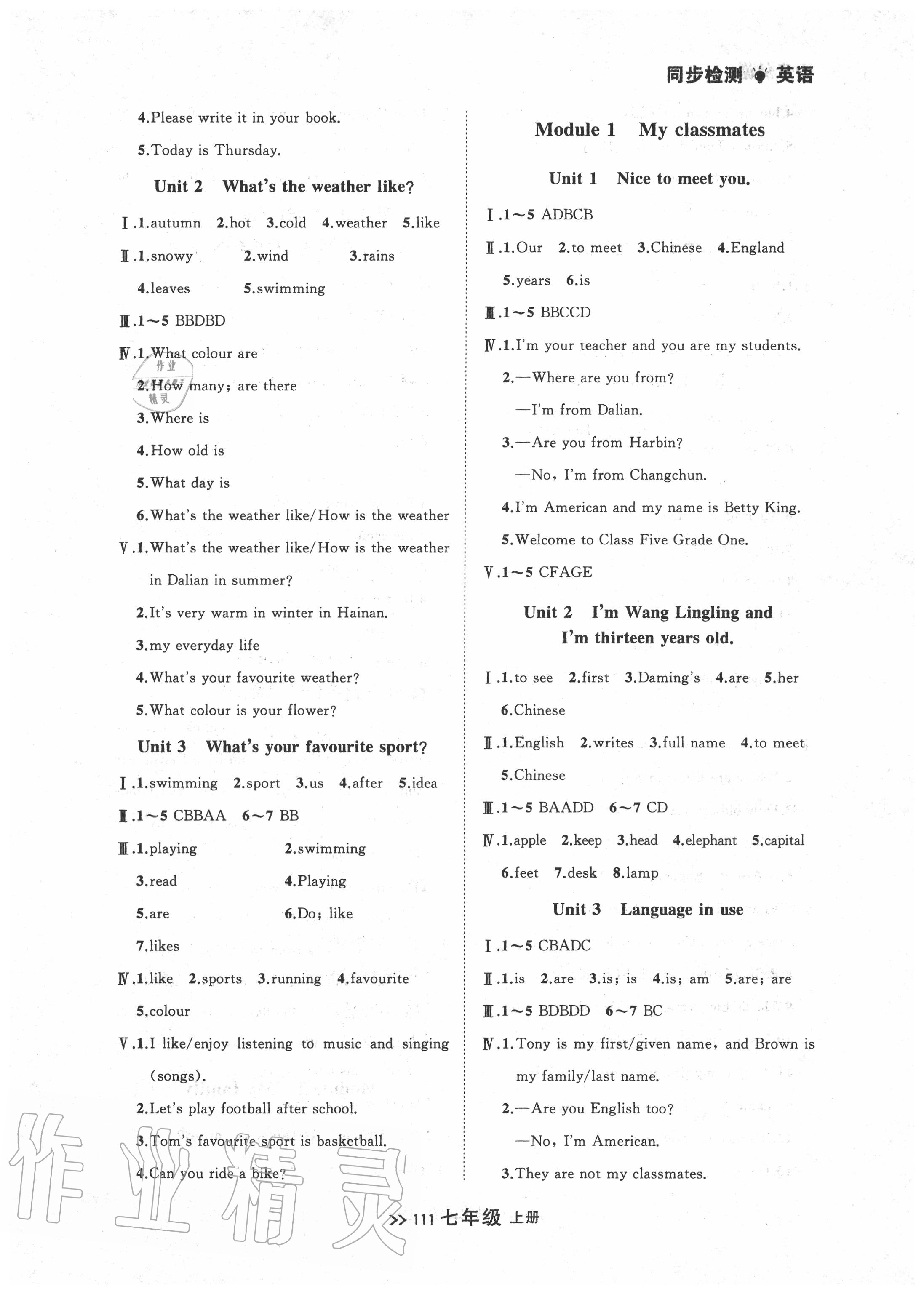 2020年中考快遞同步檢測(cè)七年級(jí)英語(yǔ)上冊(cè)外研版 第3頁(yè)