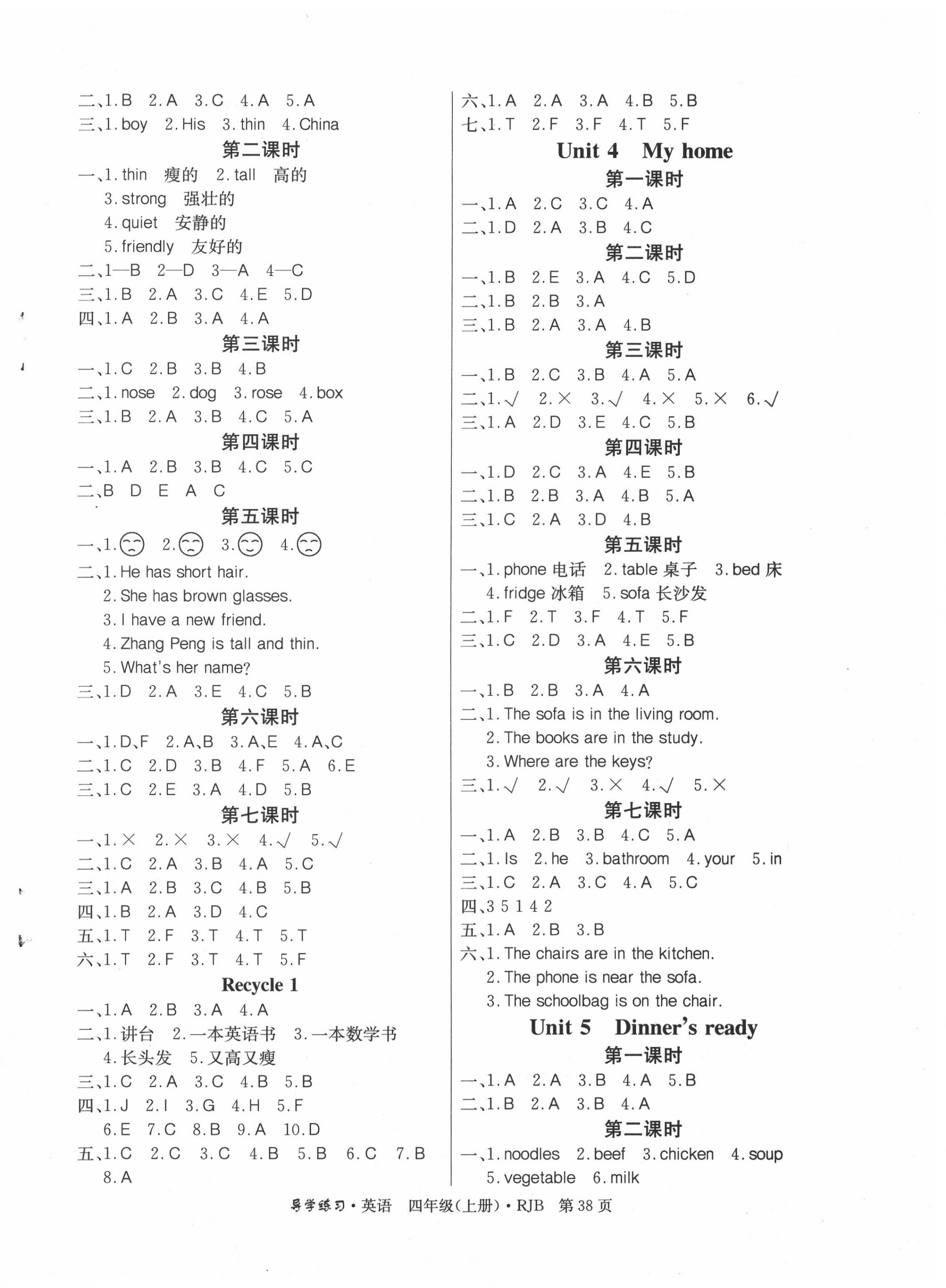 2020年樂(lè)享導(dǎo)學(xué)練習(xí)四年級(jí)英語(yǔ)上冊(cè)人教版 參考答案第2頁(yè)