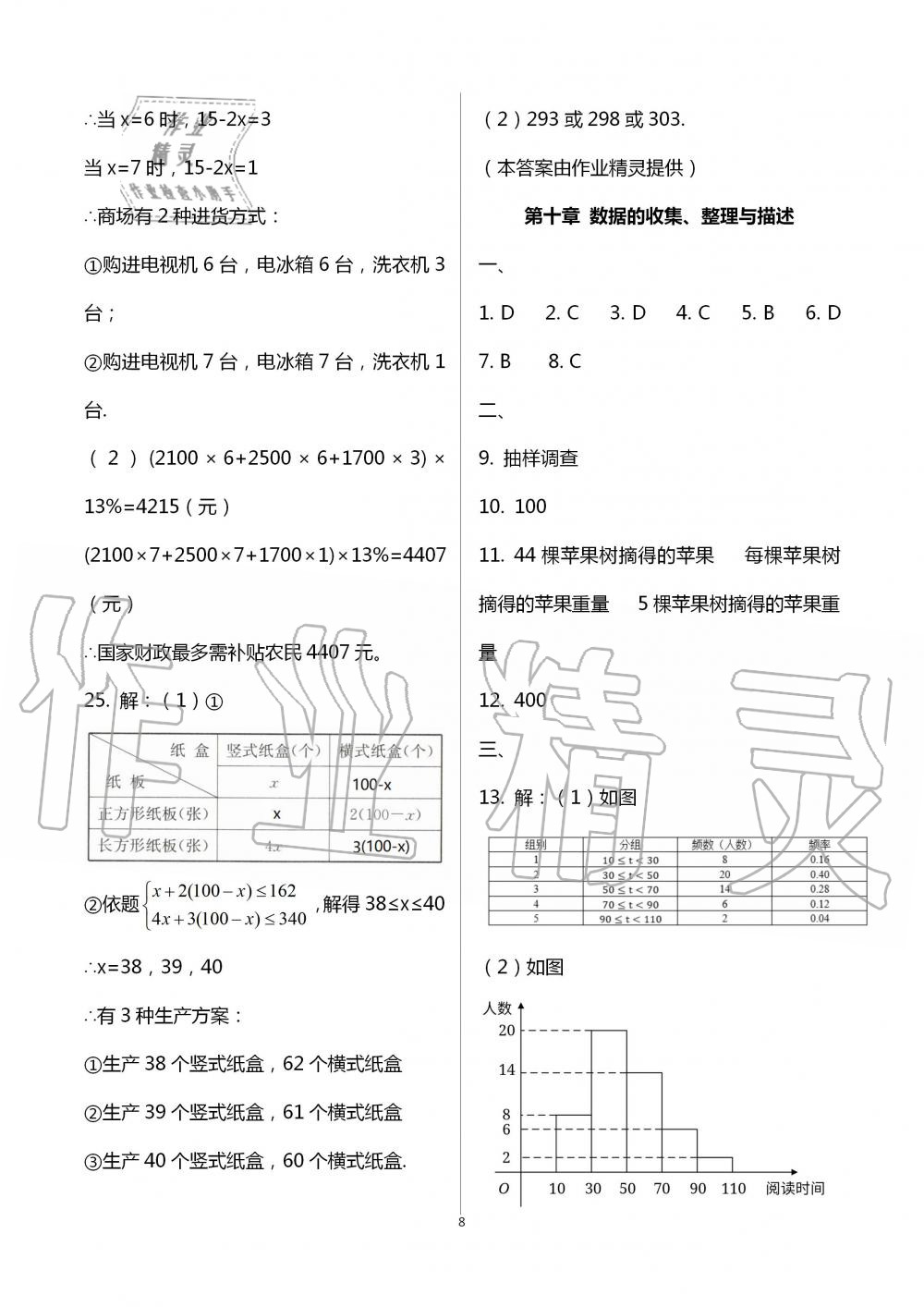 2020年暑假作业七年级数学英语B版数学人教版延边教育出版社 第8页