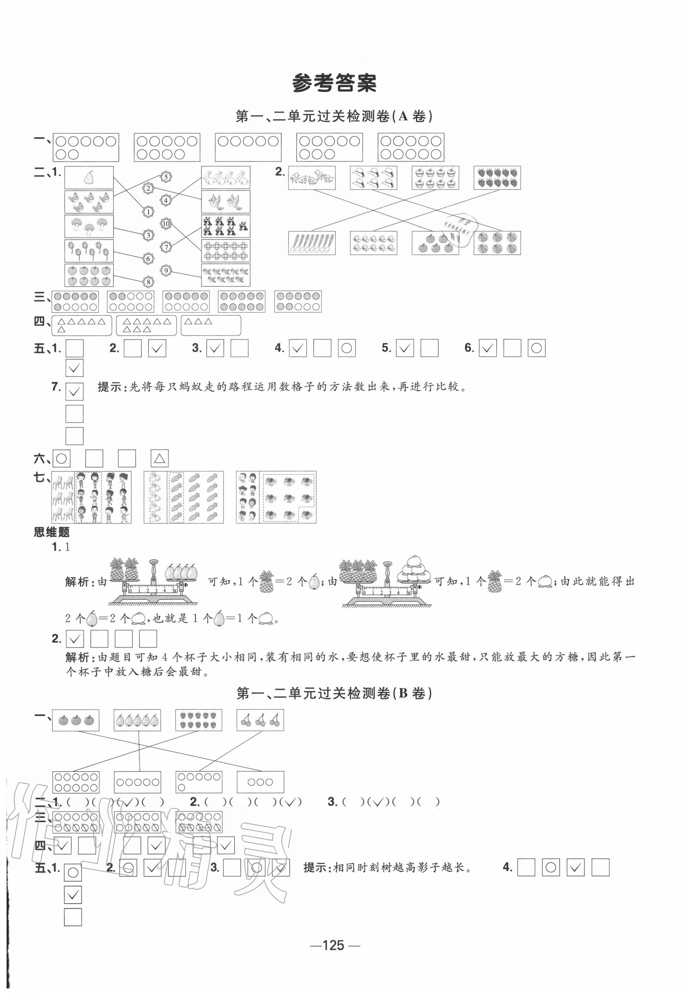 2020年阳光同学一线名师全优好卷一年级数学上册苏教版 第1页