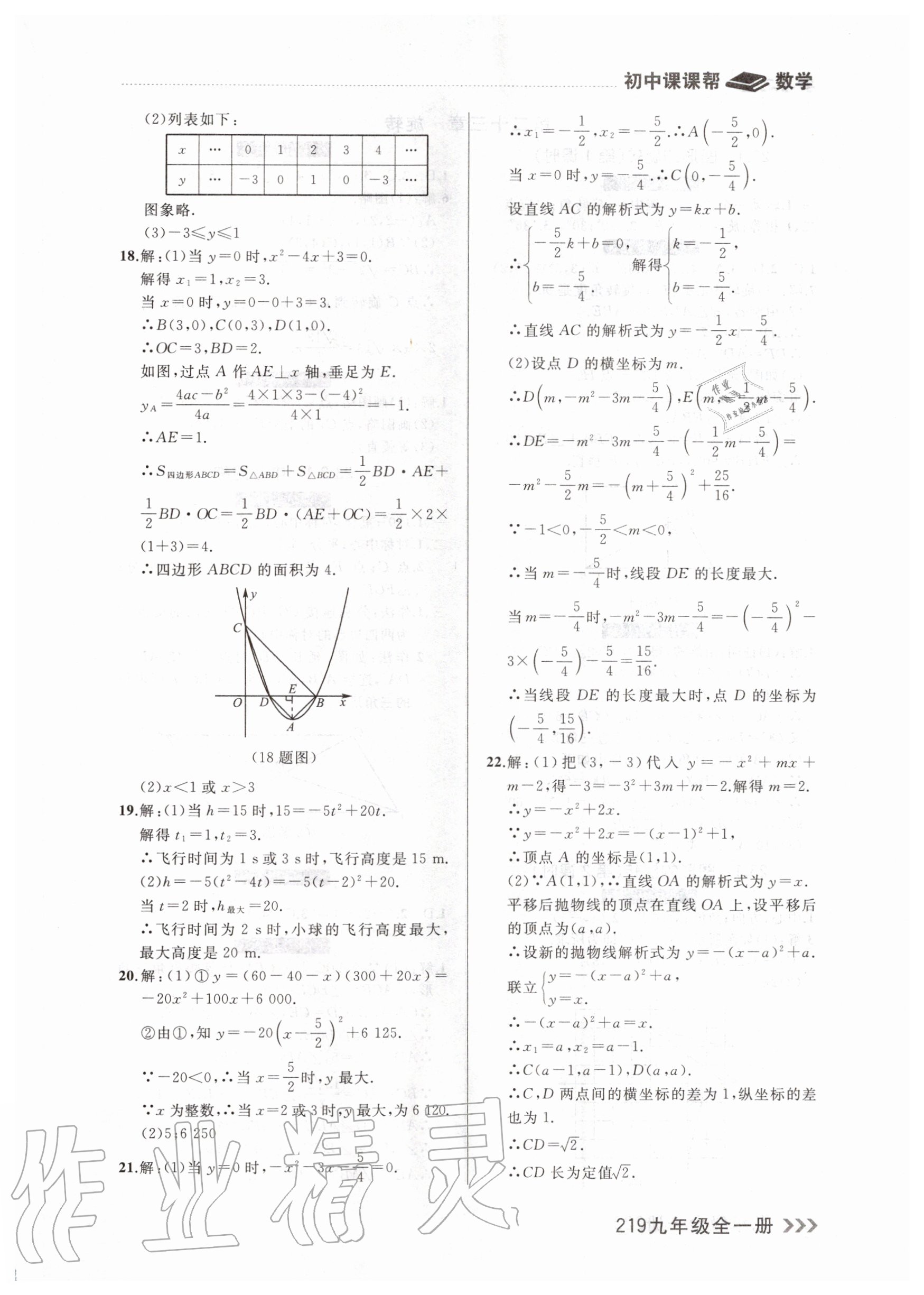 2020年課課幫九年級數(shù)學(xué)全一冊人教版 參考答案第11頁