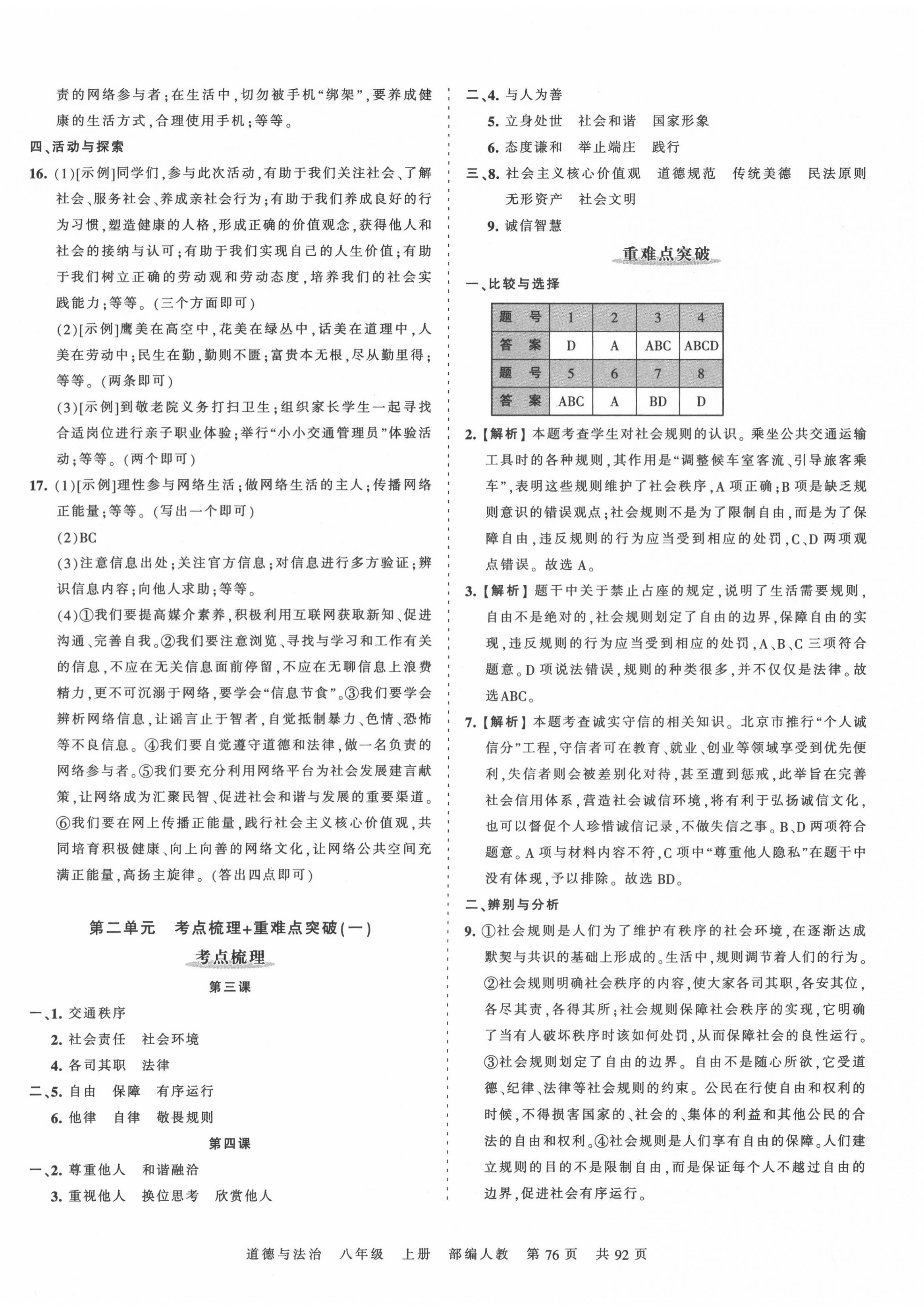 2020年王朝霞考点梳理时习卷八年级道德与法治上册人教版 第4页