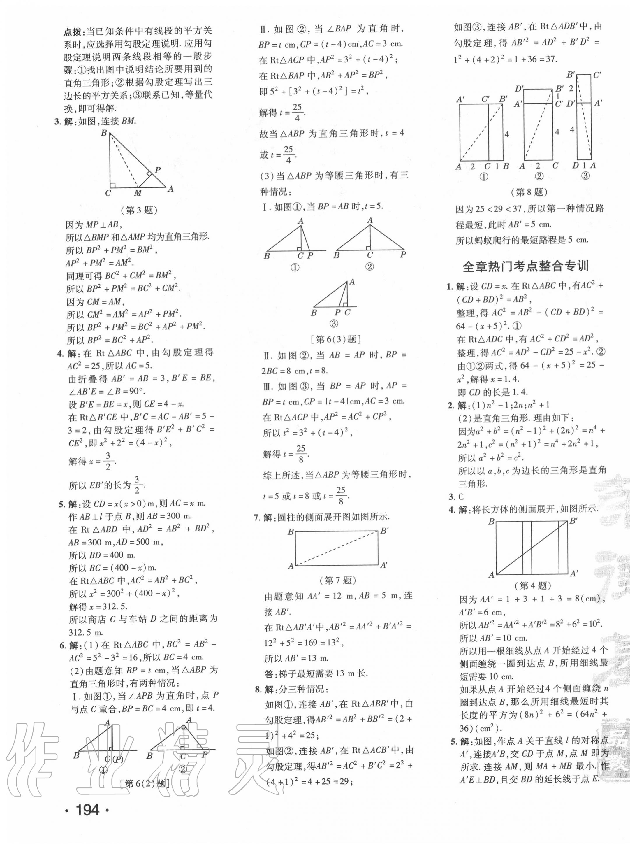 2020年点拨训练八年级数学上册北师大版 参考答案第7页